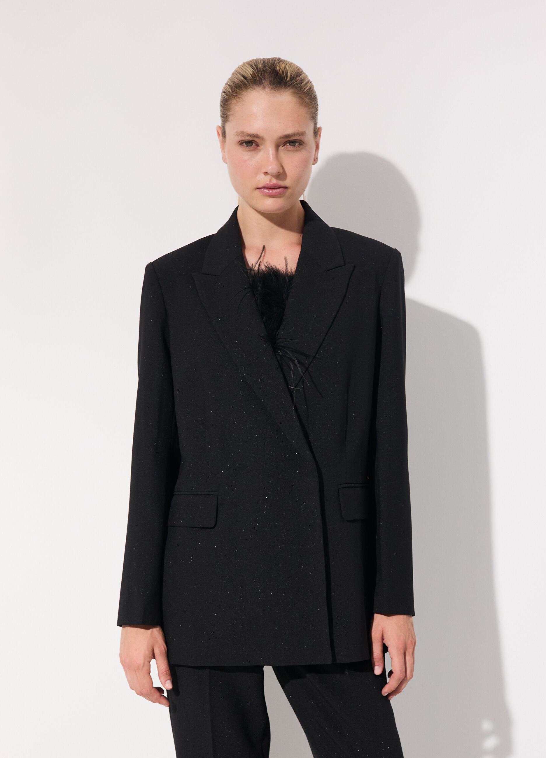 Blazer doppiopetto in twill e filo lurex  donna_1