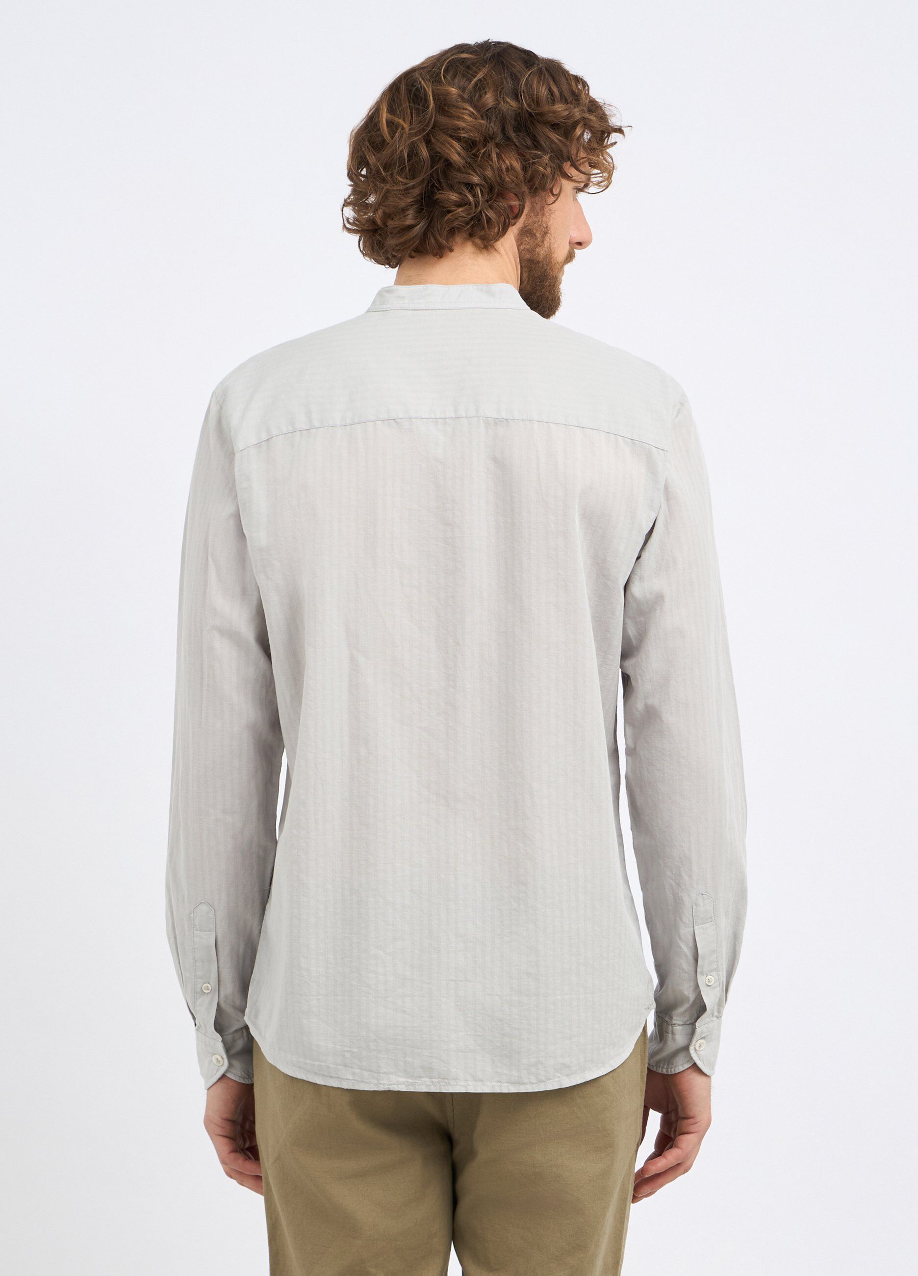 Camicia coreana in misto lino uomo