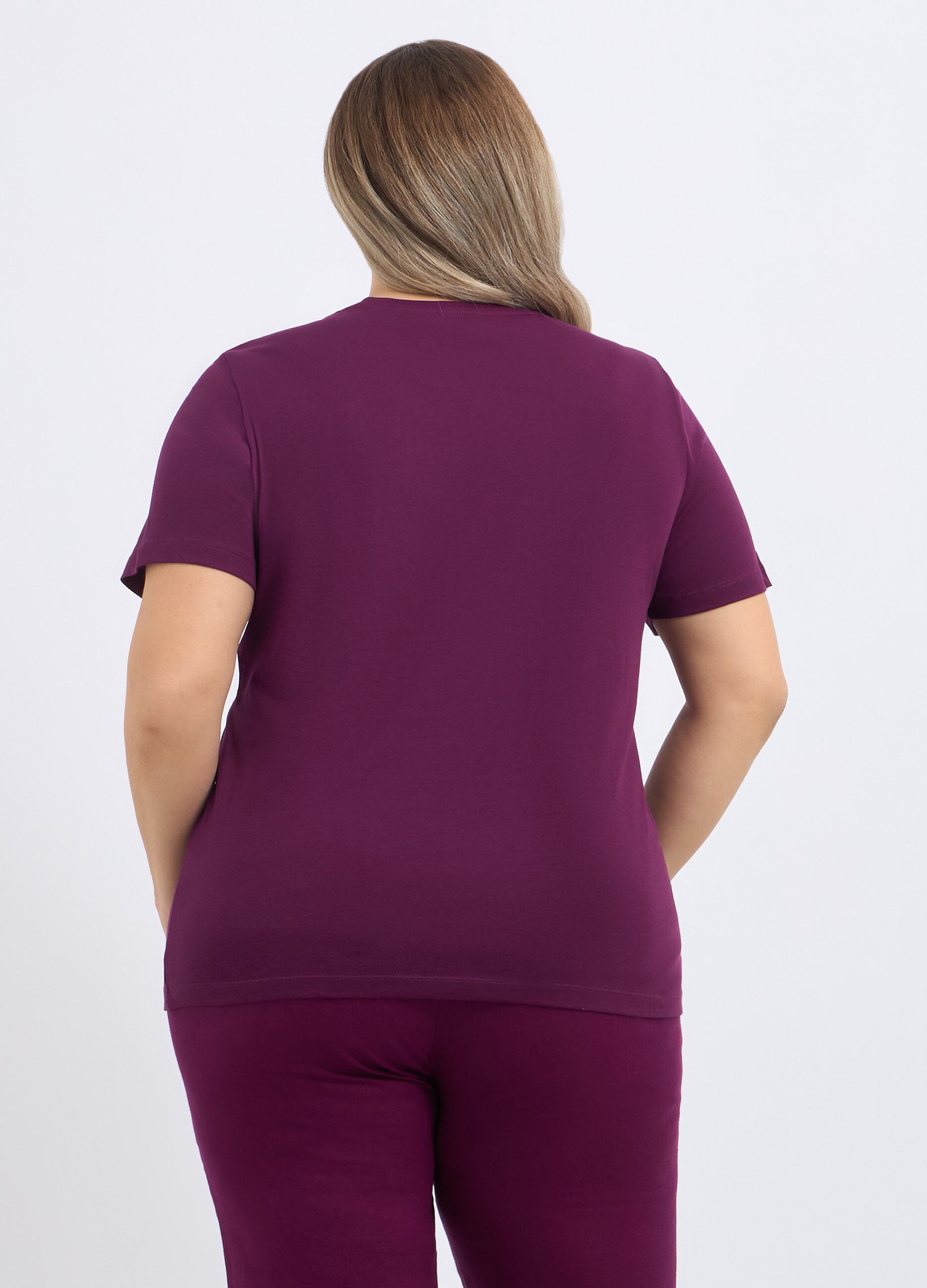 T-shirt in puro cotone con stampa donna curvy_1