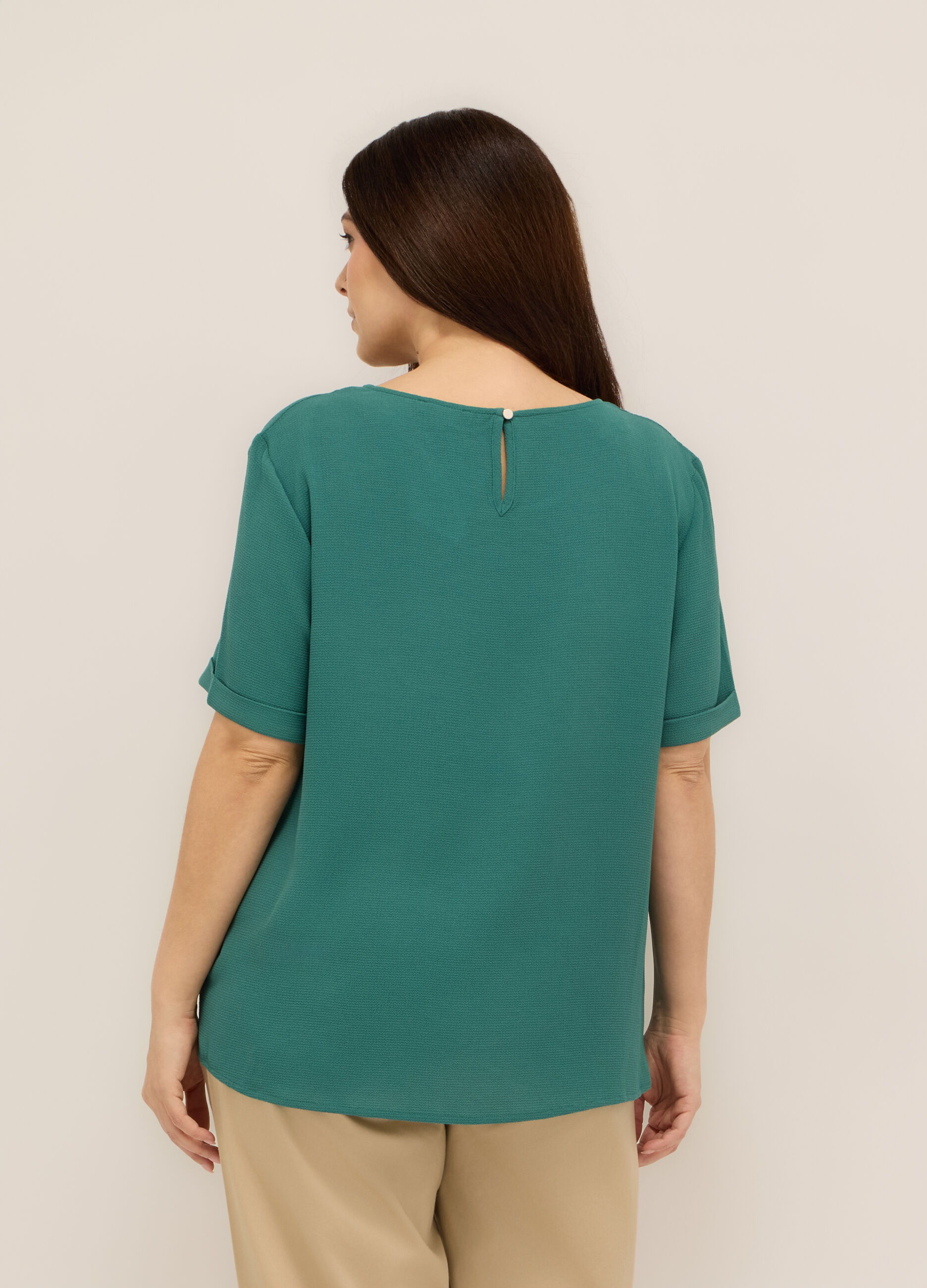 Blusa in tinta unita donna curvy_1