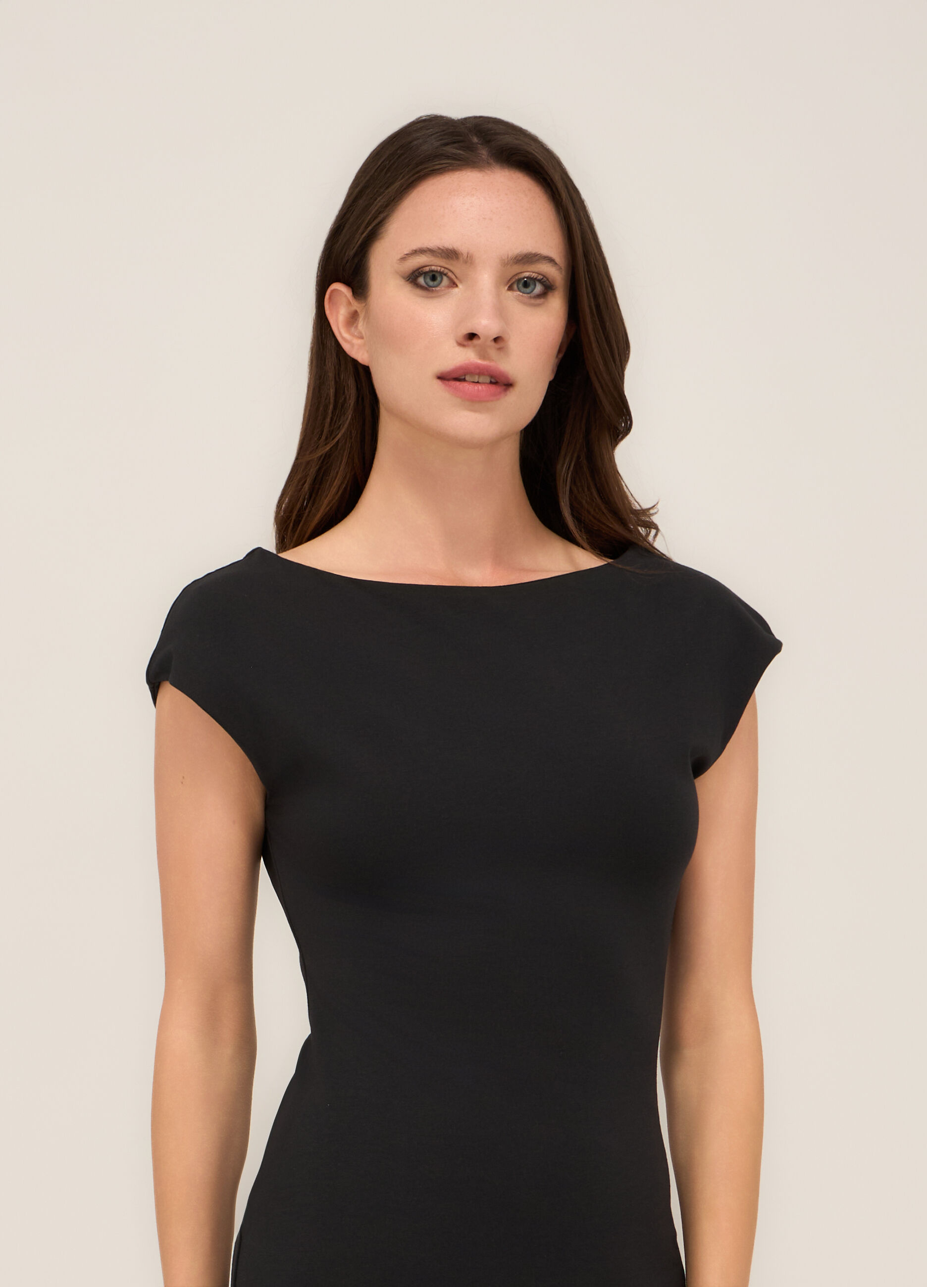 Abito corto in jersey di cotone stretch donna_2