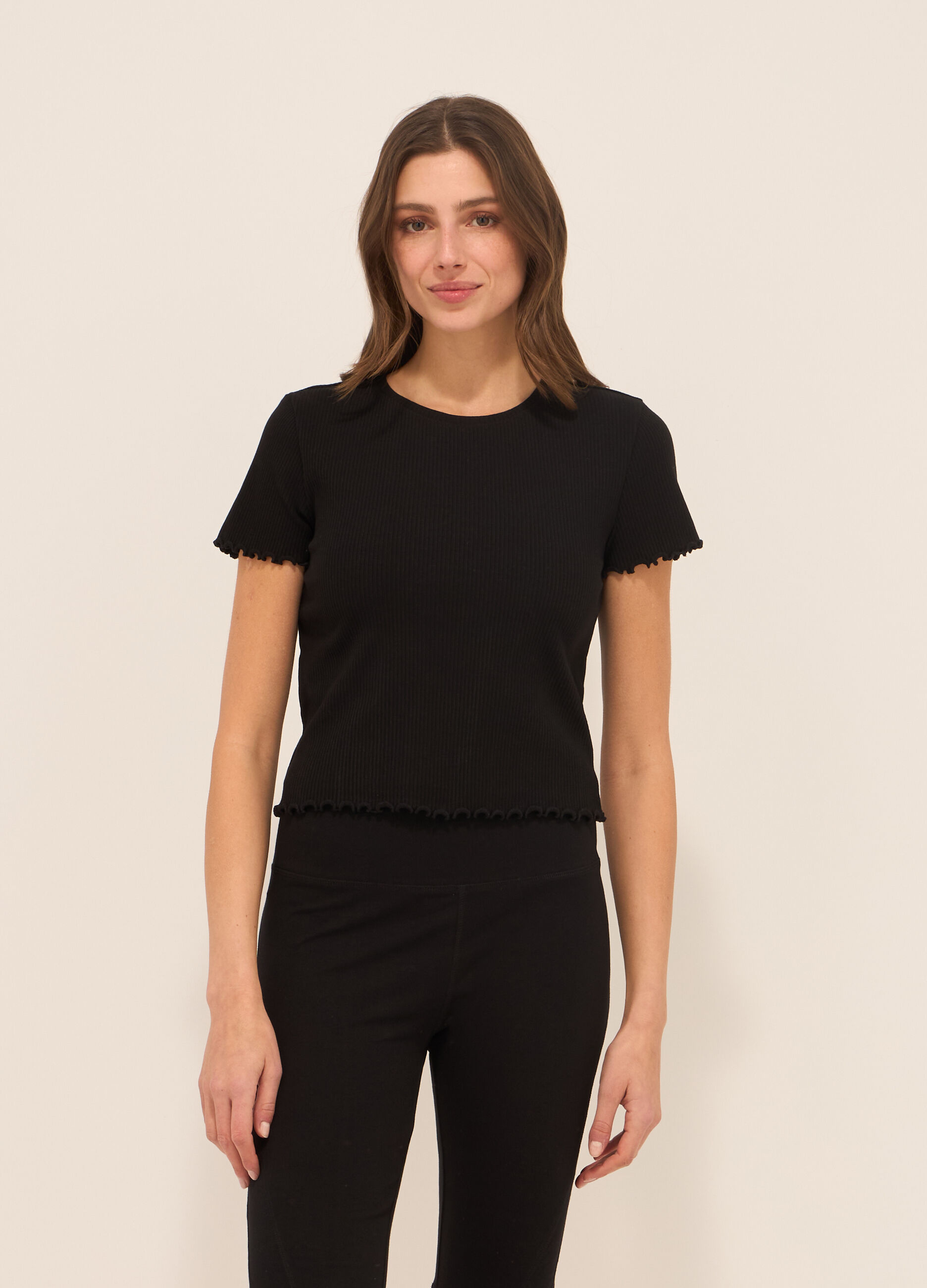 T-shirt in jersey di cotone stretch donna_0