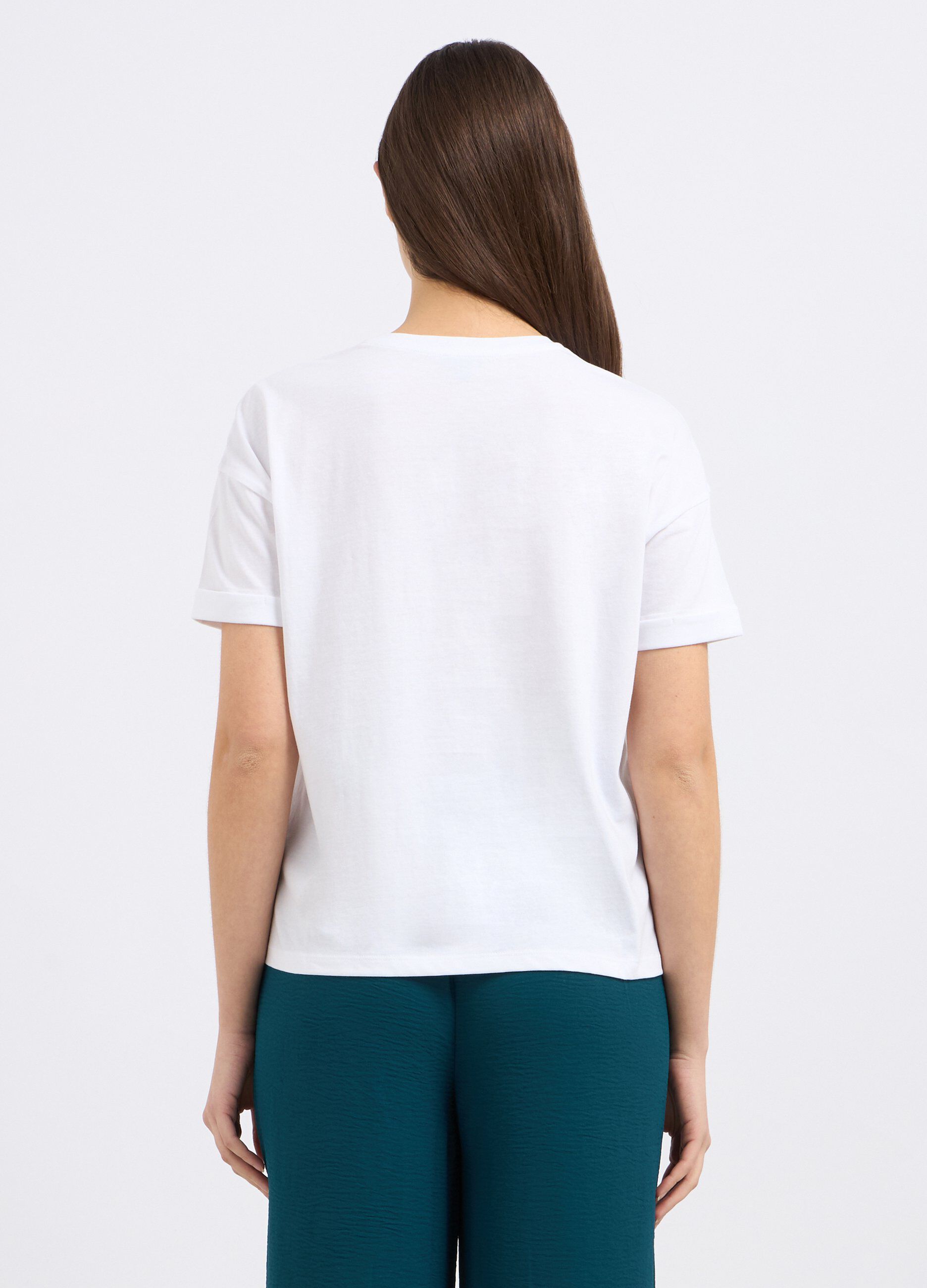T-shirt in puro cotone con taschino donna_1