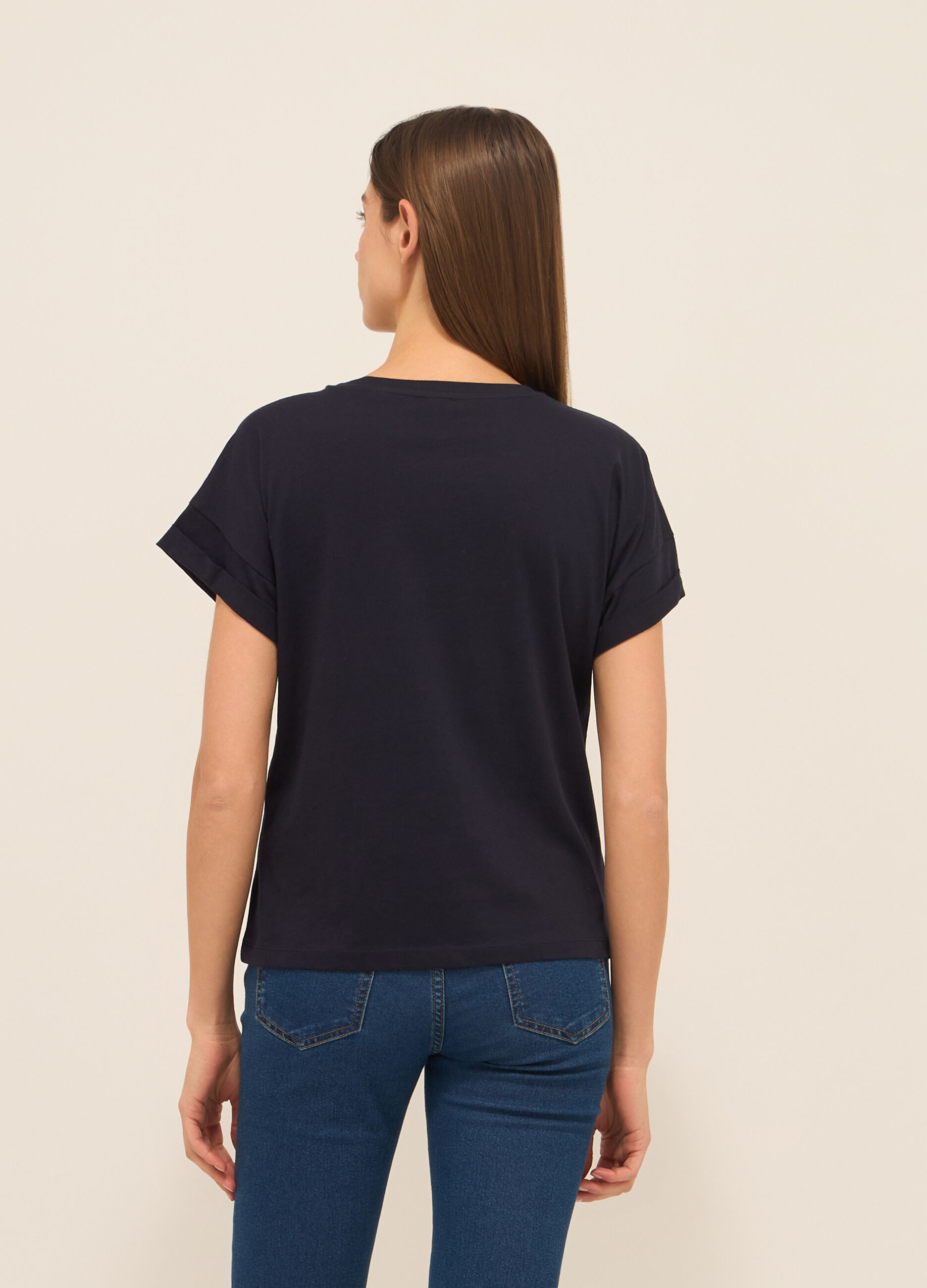 T-shirt in jersey di puro cotone donna_1