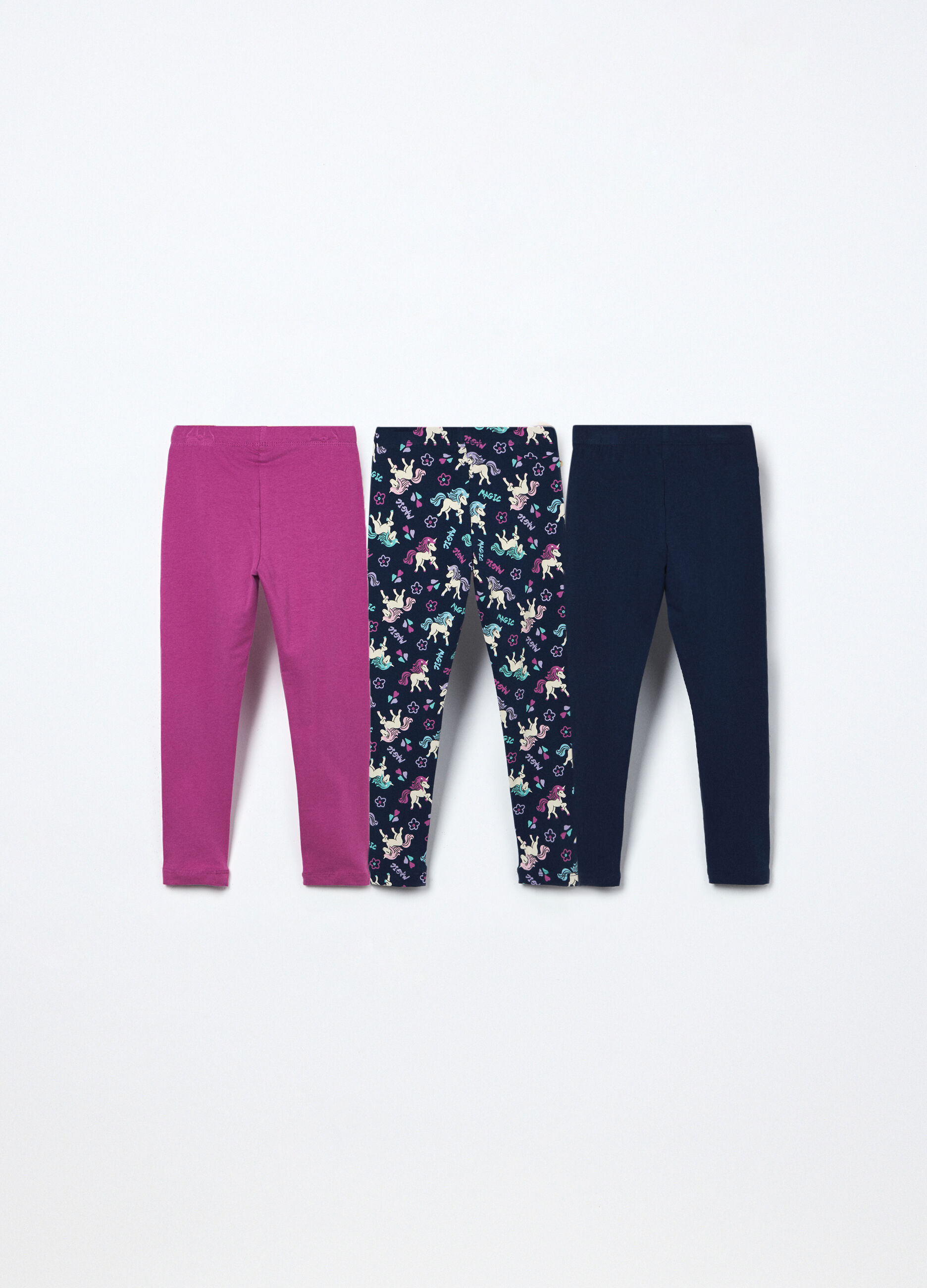 Pack 3 leggings in jersey di cotone stretch bambina_1