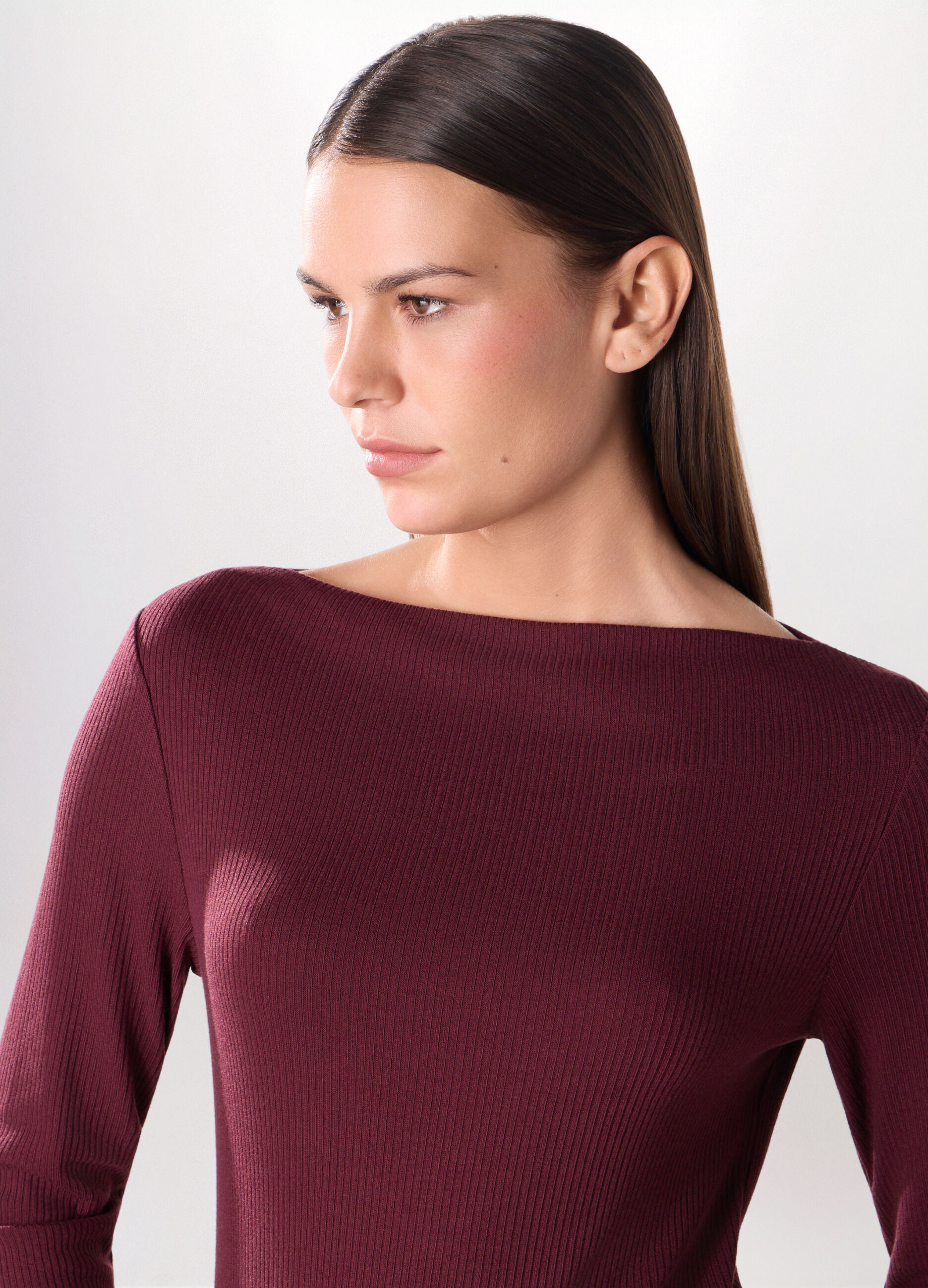 T-shirt in costina misto viscosa donna_2