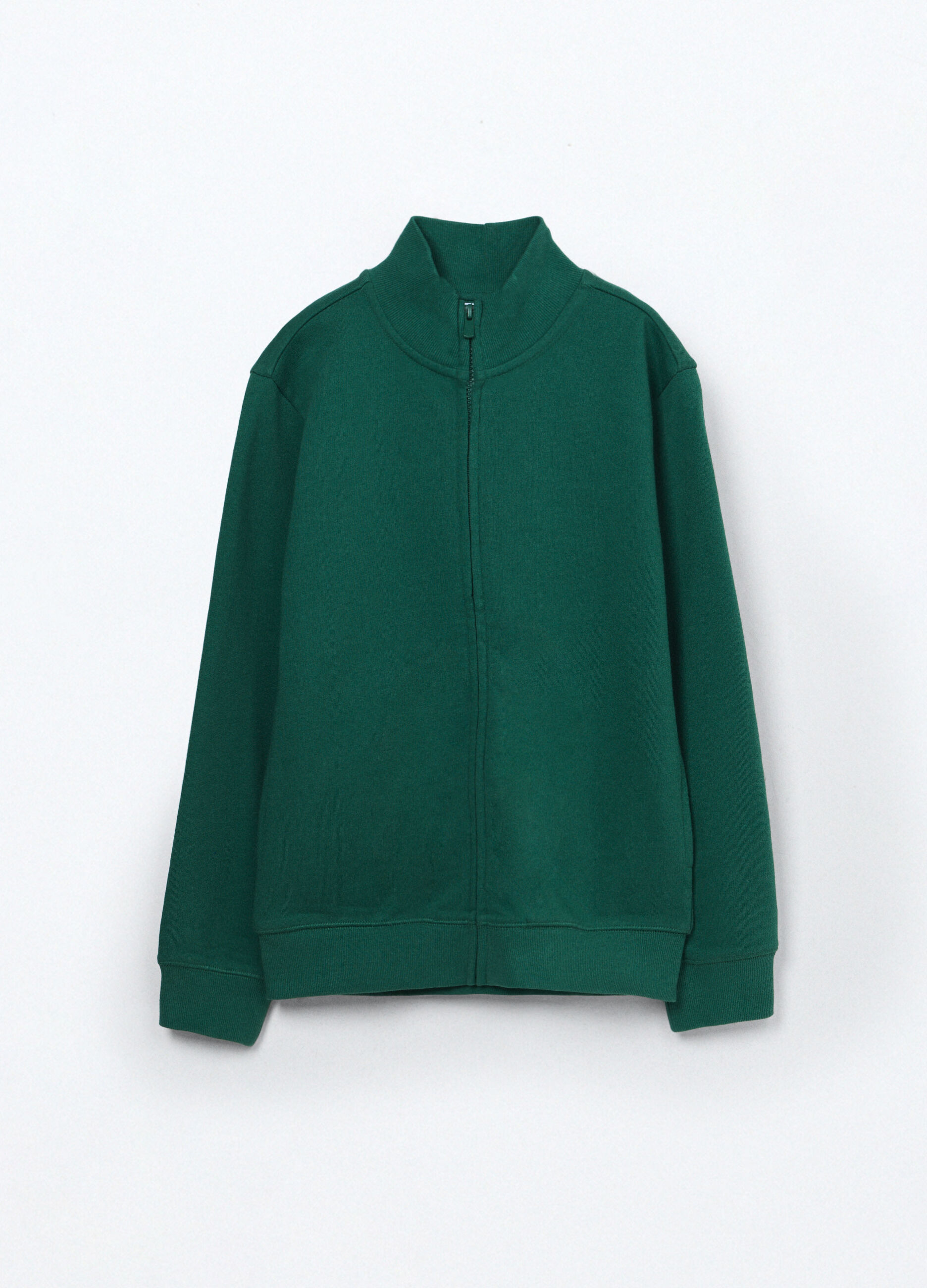 Felpa full zip a collo alto in puro cotone bambino_0