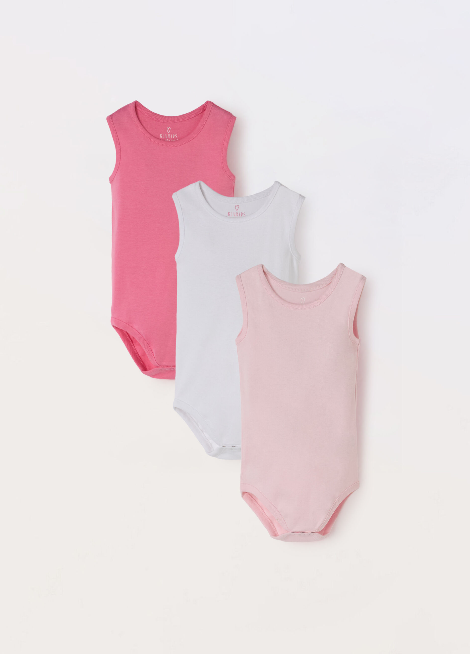 Pack 3 body smanicati in puro cotone neonata_0