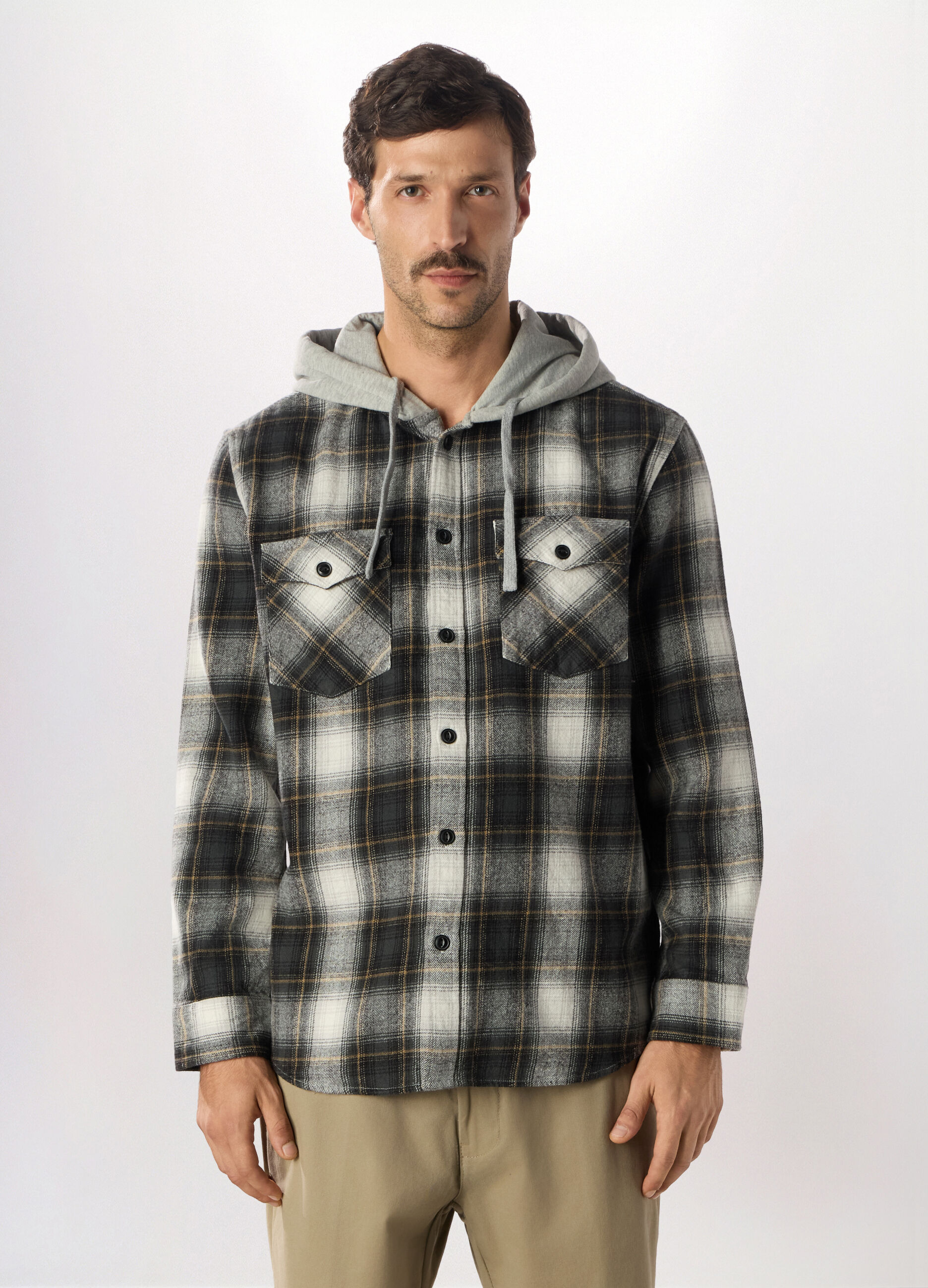 Camicia in flanella con cappuccio uomo_0