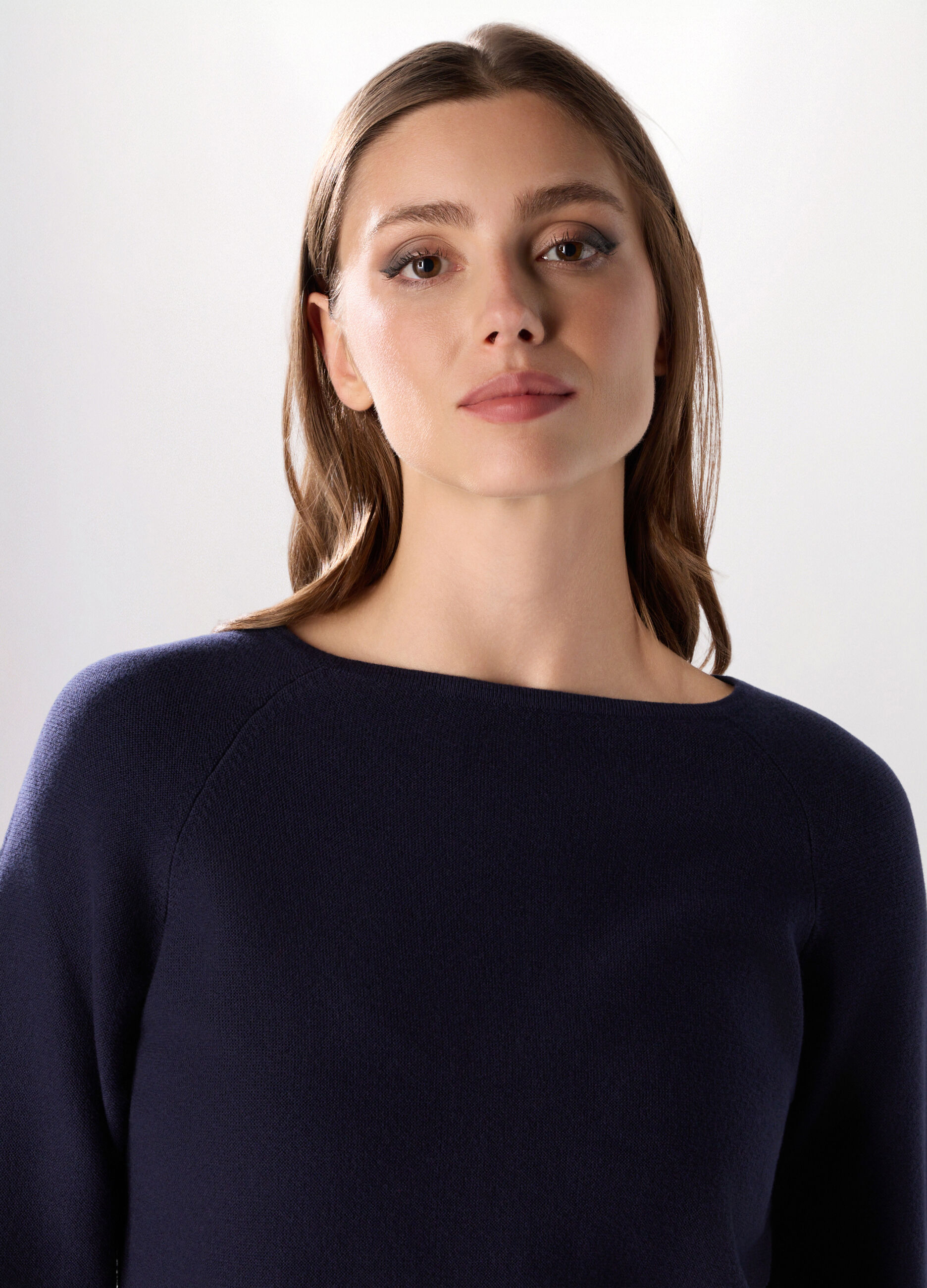 Pullover con manica a 3/4 in misto cotone donna_2