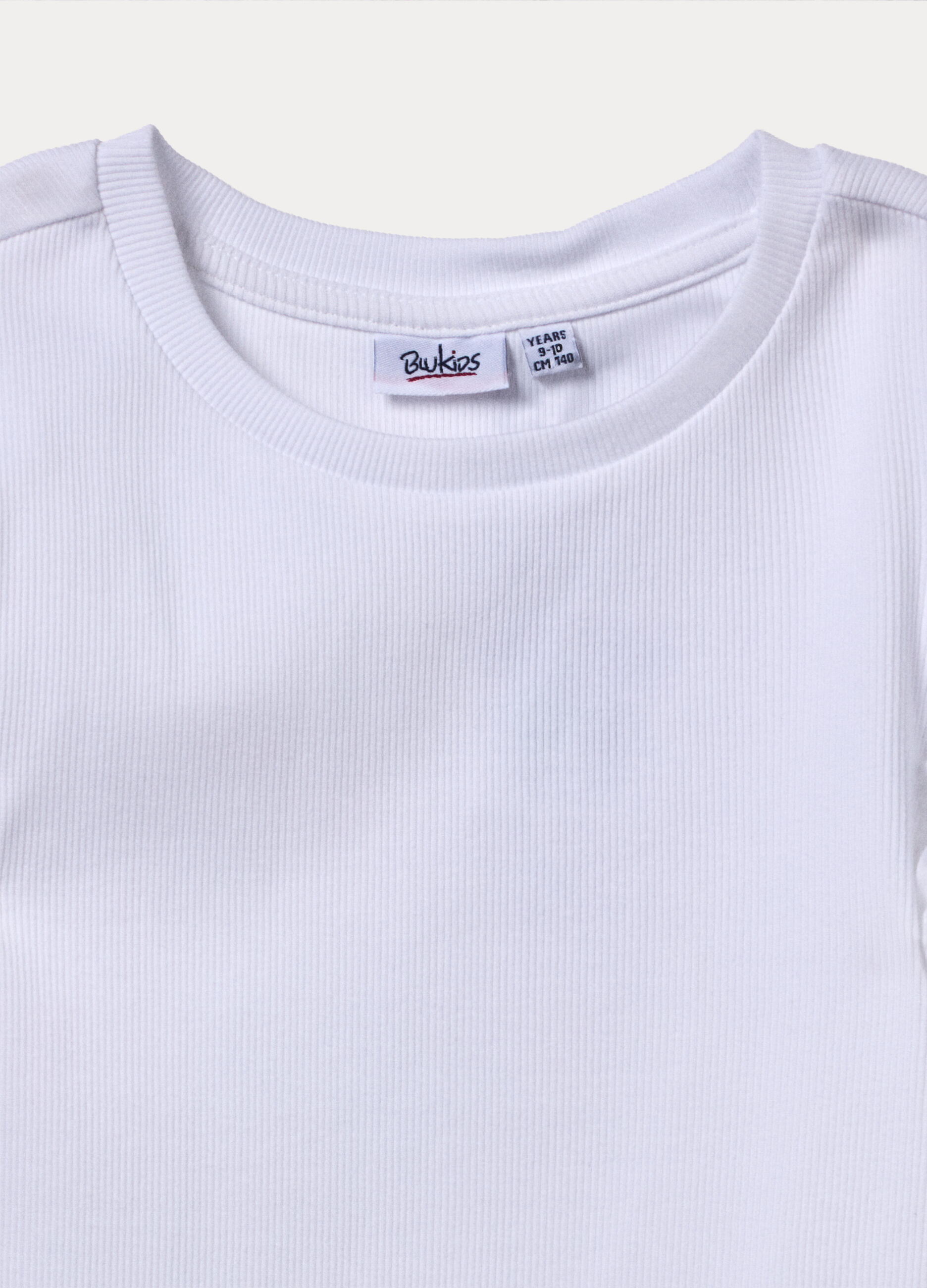 T-shirt girocollo in costina ragazza_2