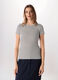 T-shirt a righe in costina di cotone stretch donna_0