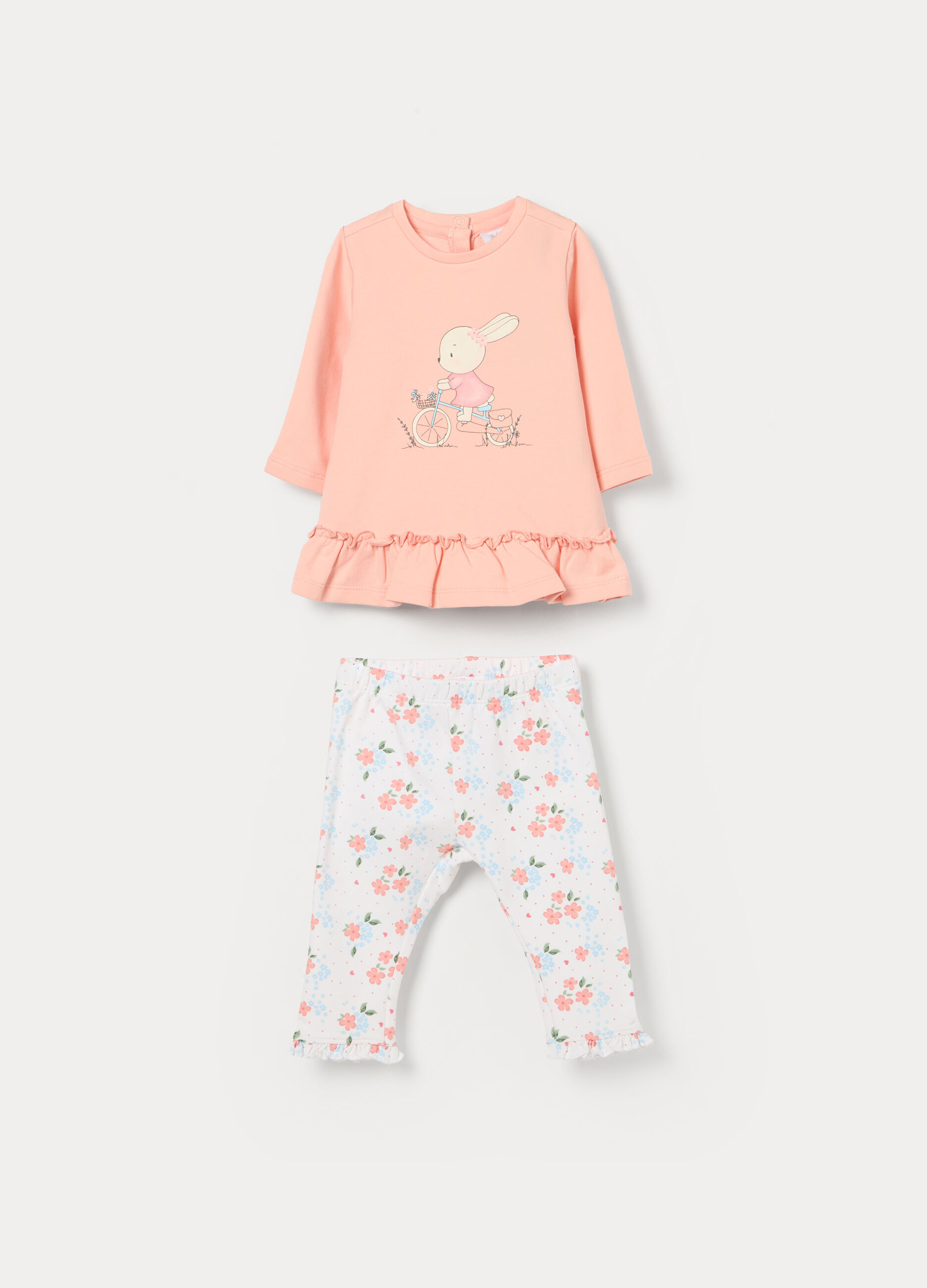 Jogging set in french terry di cotone stretch neonata_0