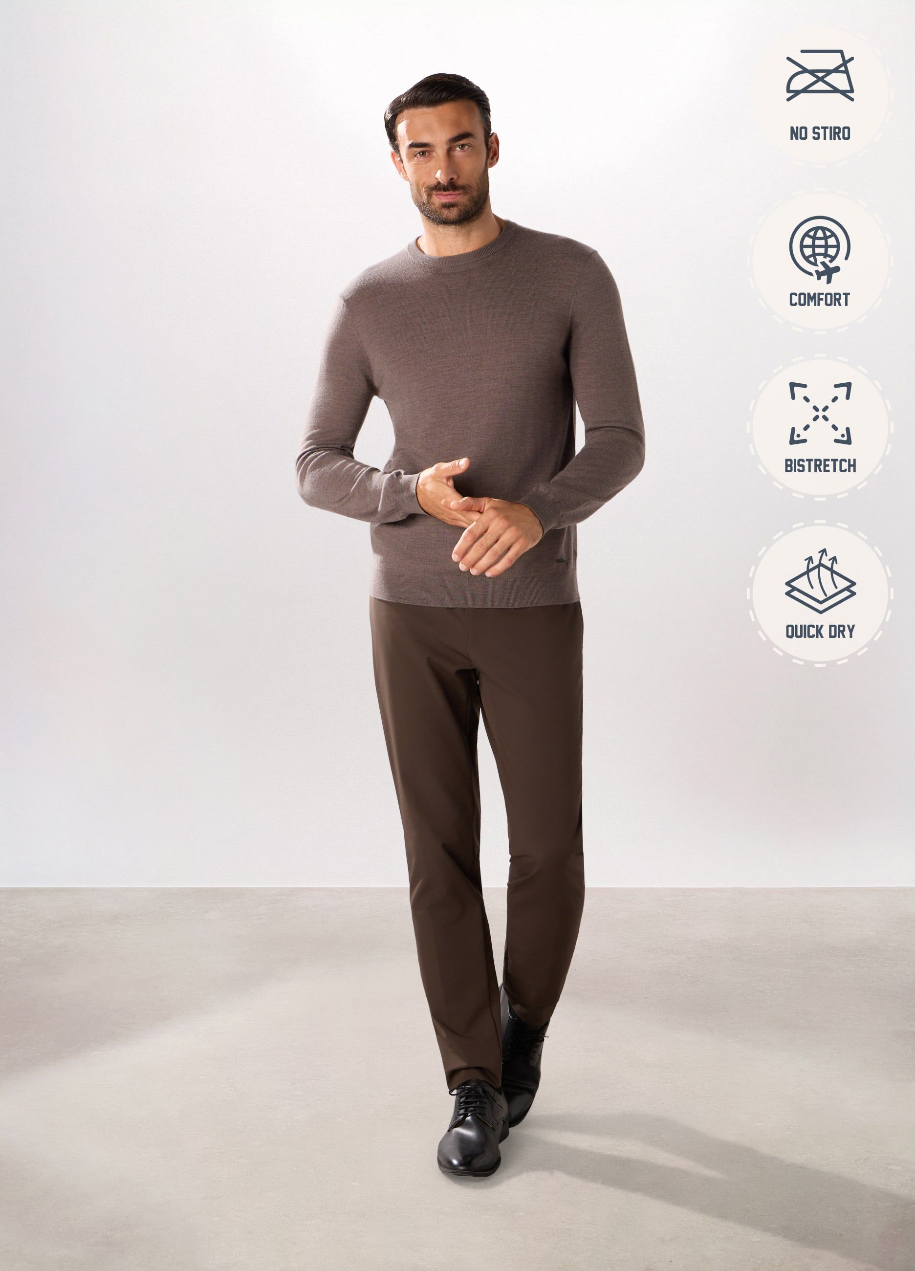 Maglione girocollo in lana merino uomo