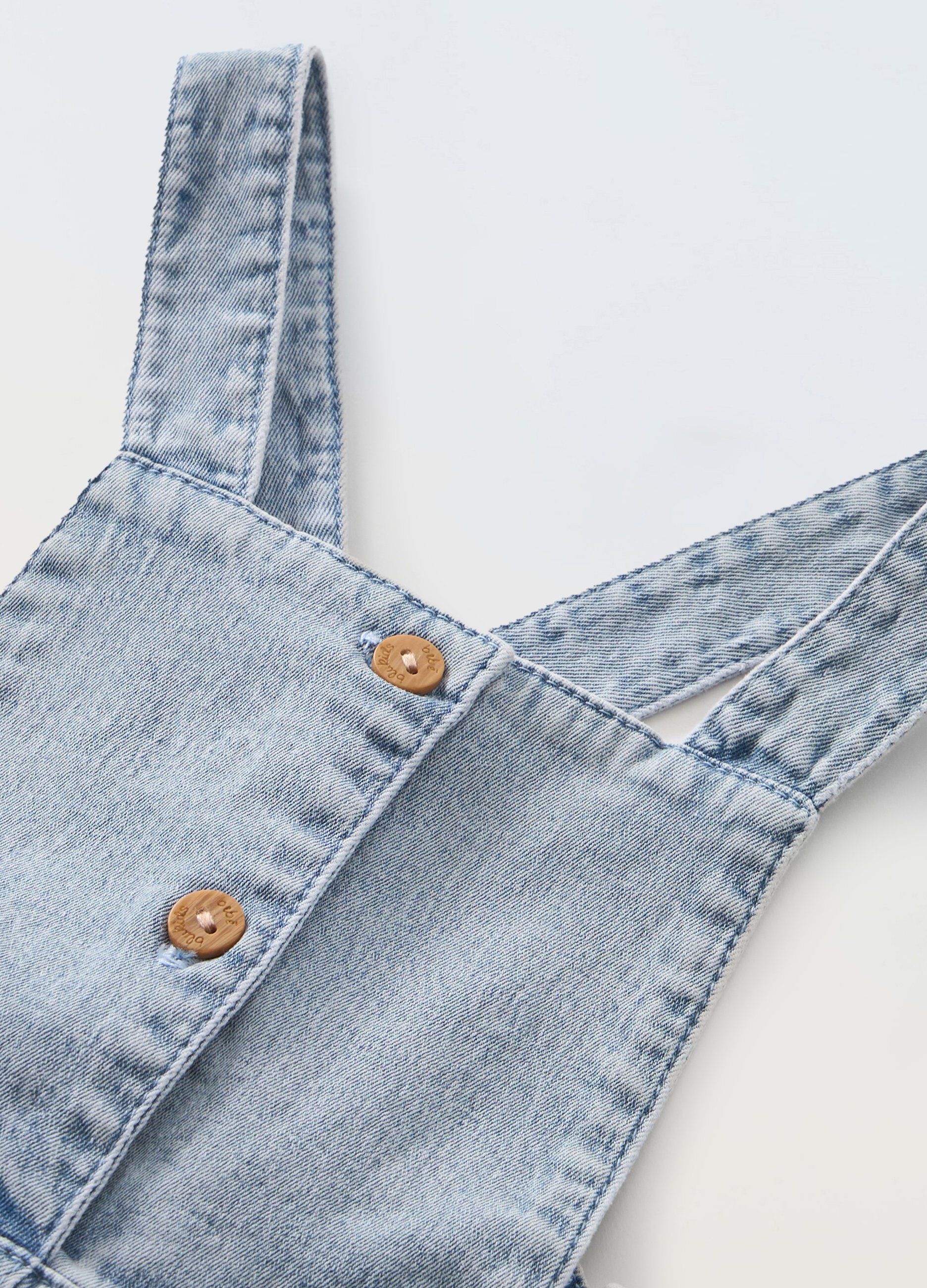 Salopette in denim di puro cotone neonata_1