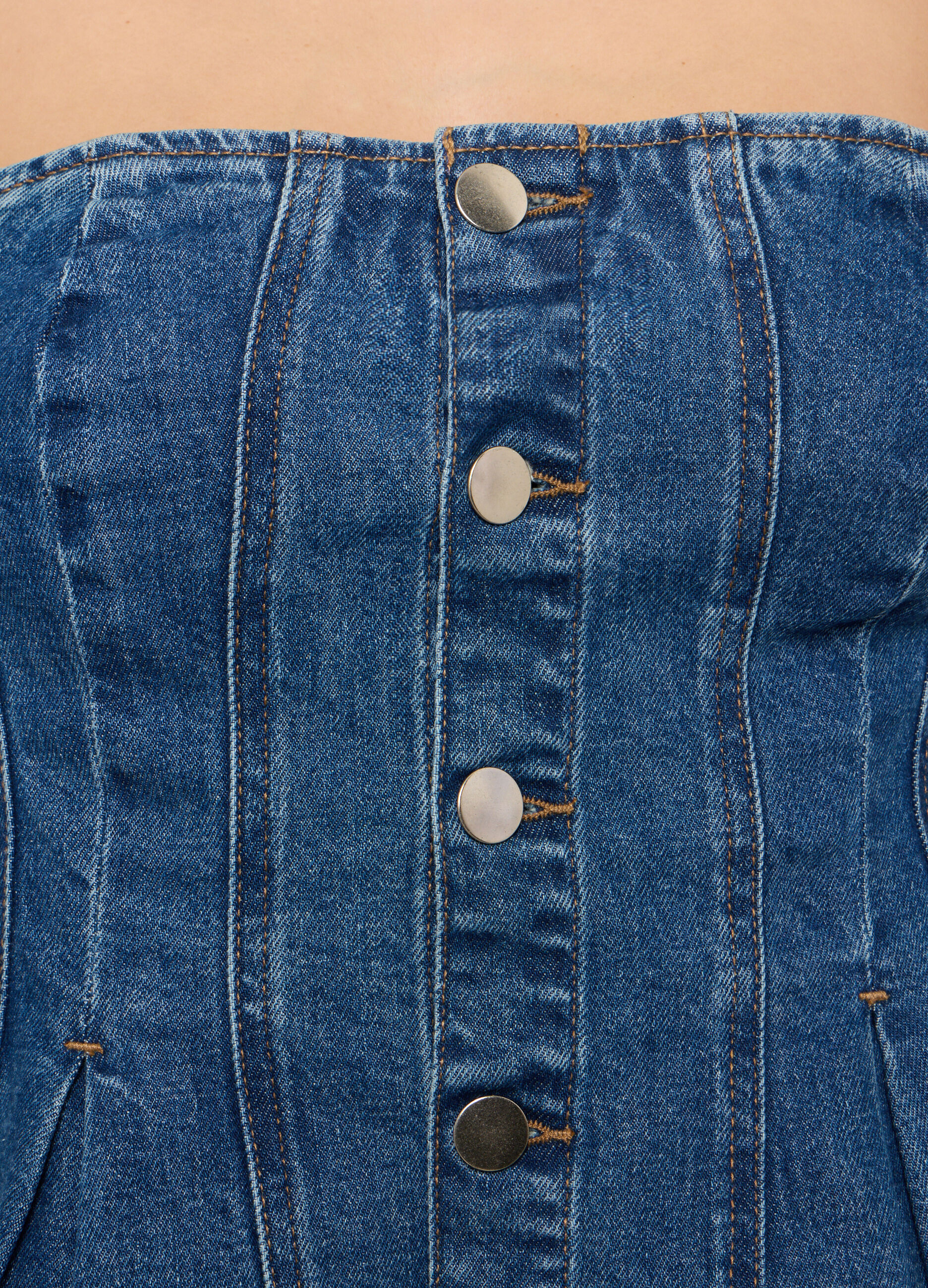 Top in denim di puro cotone donna_2