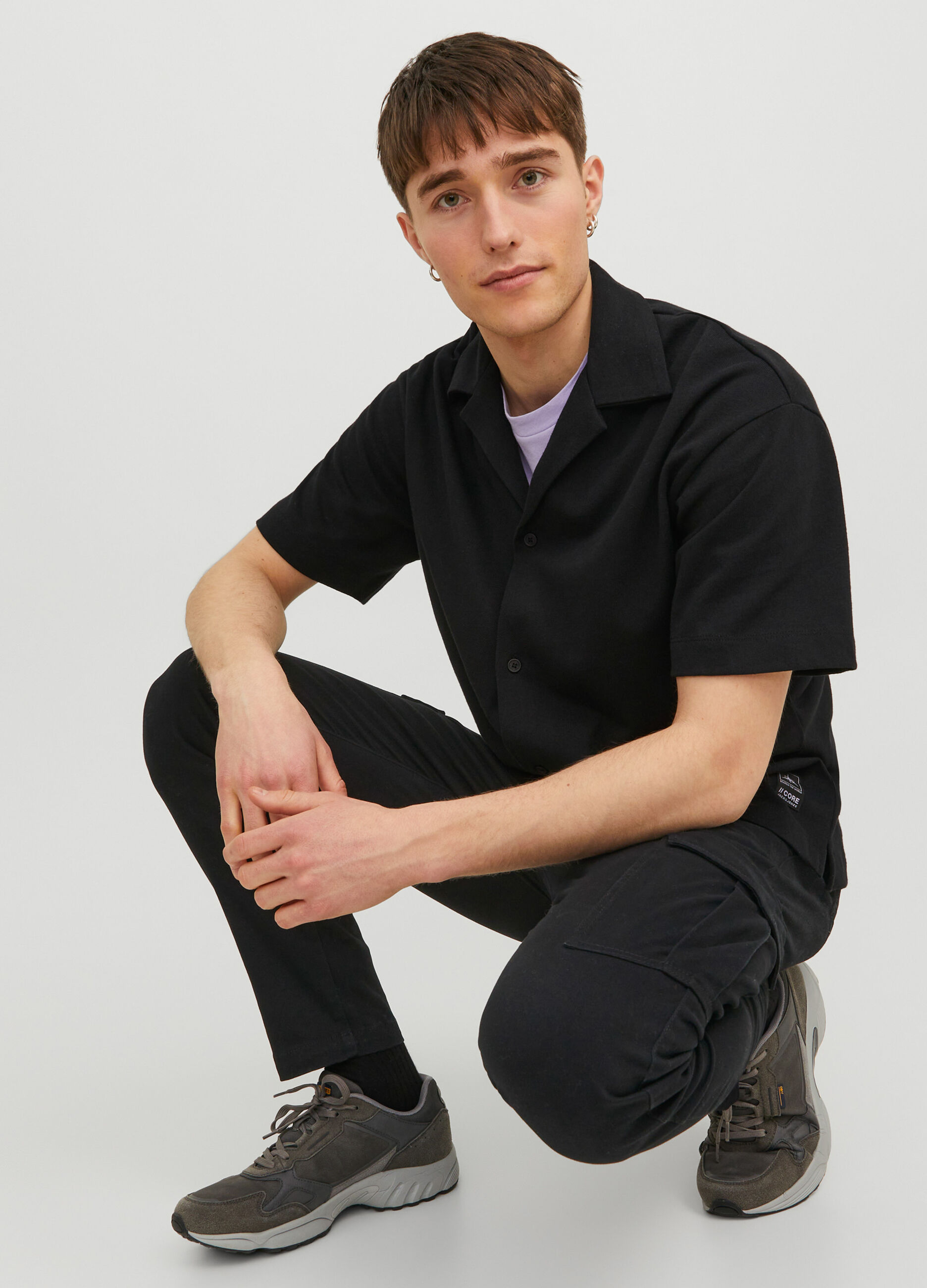 Pantaloni slim fit cargo in twill di cotone uomo_5