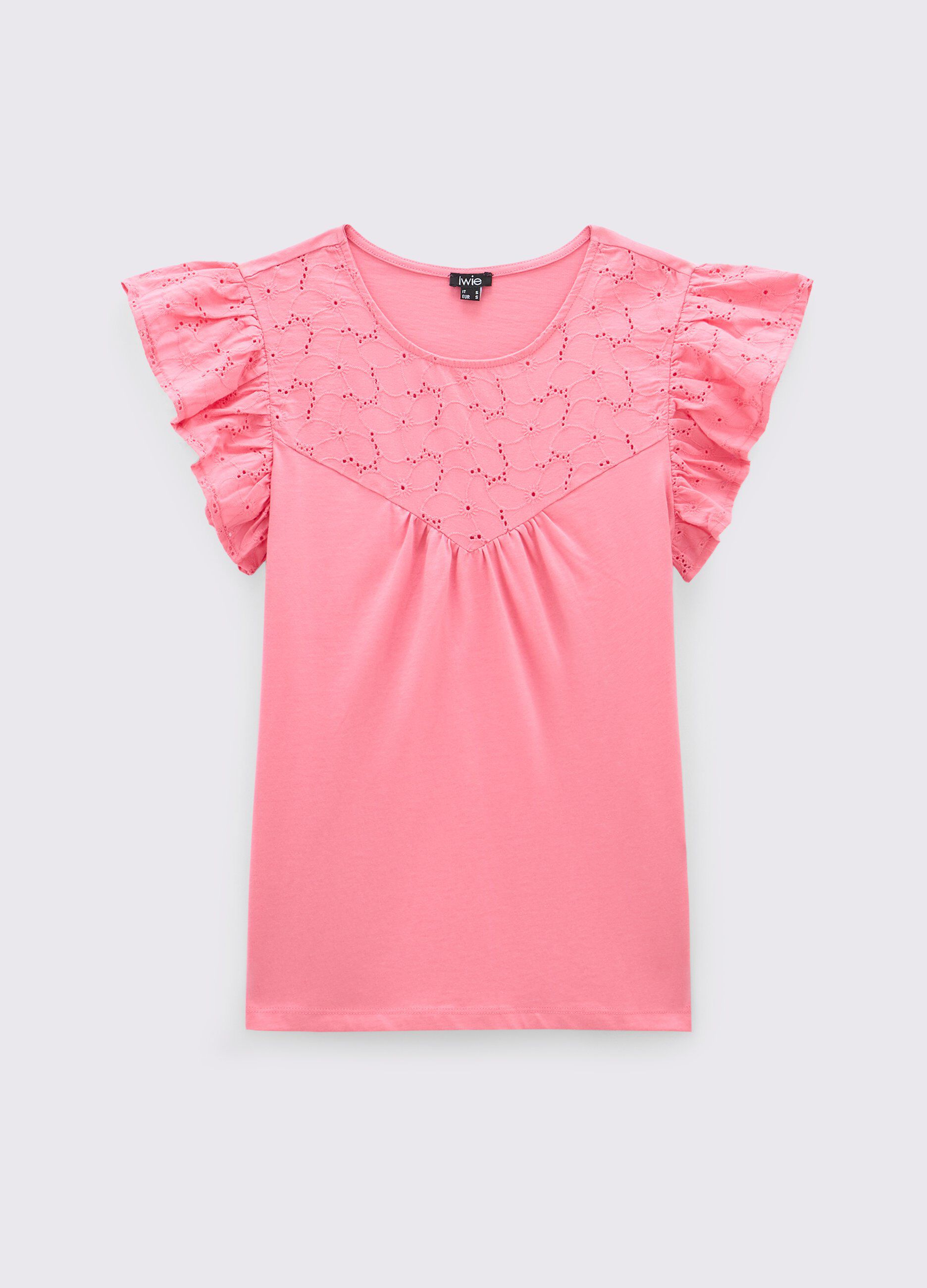 T-shirt in cotone sangallo donna_0