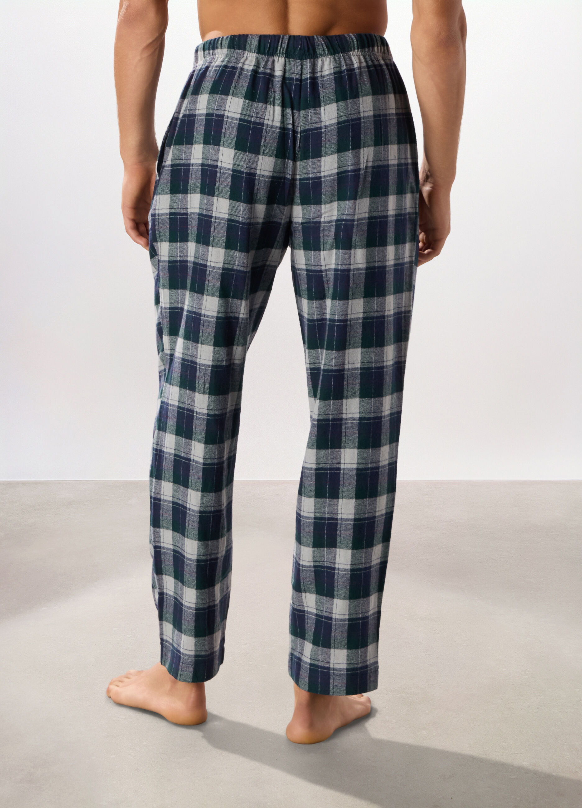 Pantaloni lunghi pigiama in cotone a quadri uomo_1