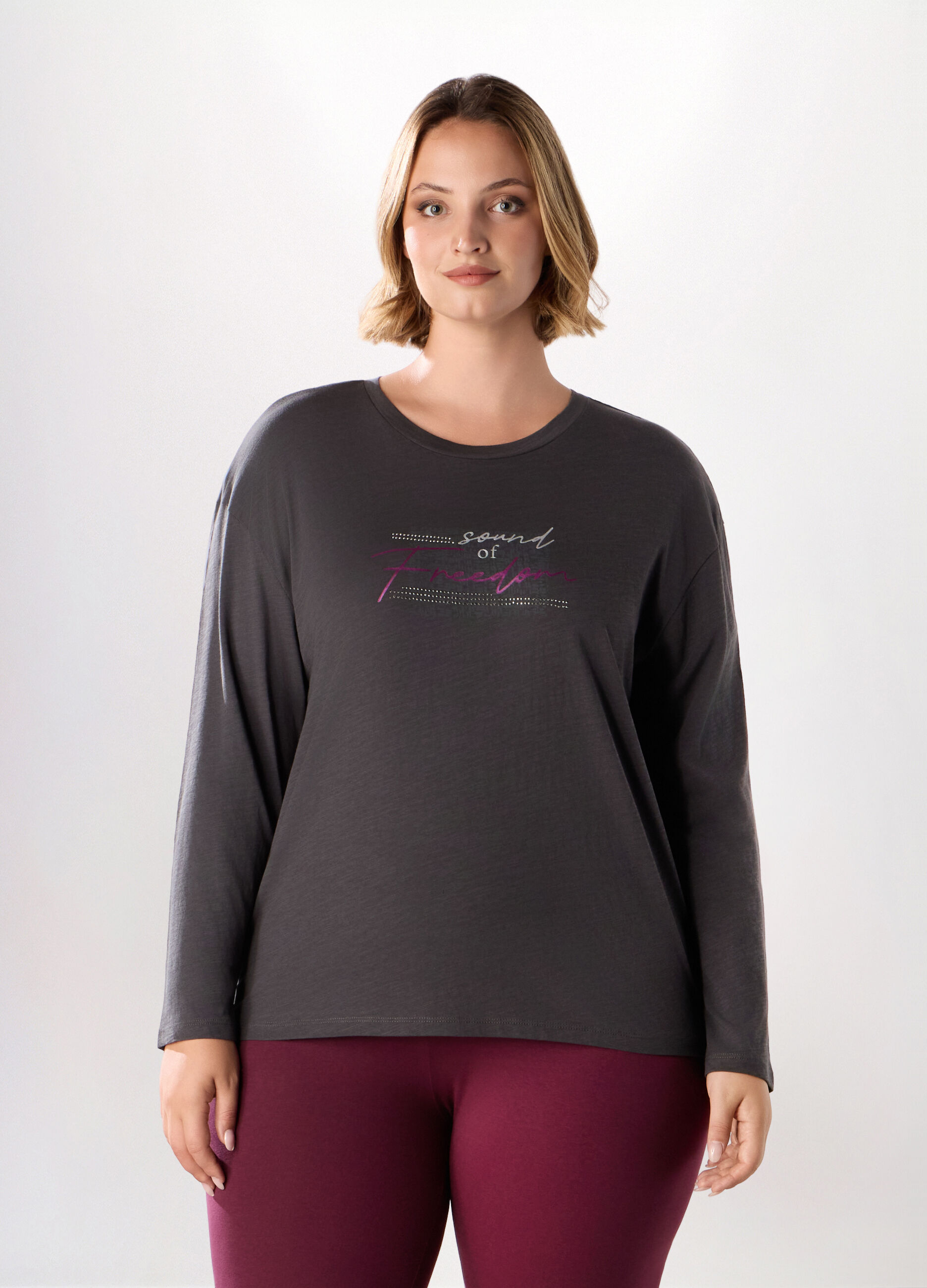 T-shirt in jersey di puro cotone slub donna curvy_0