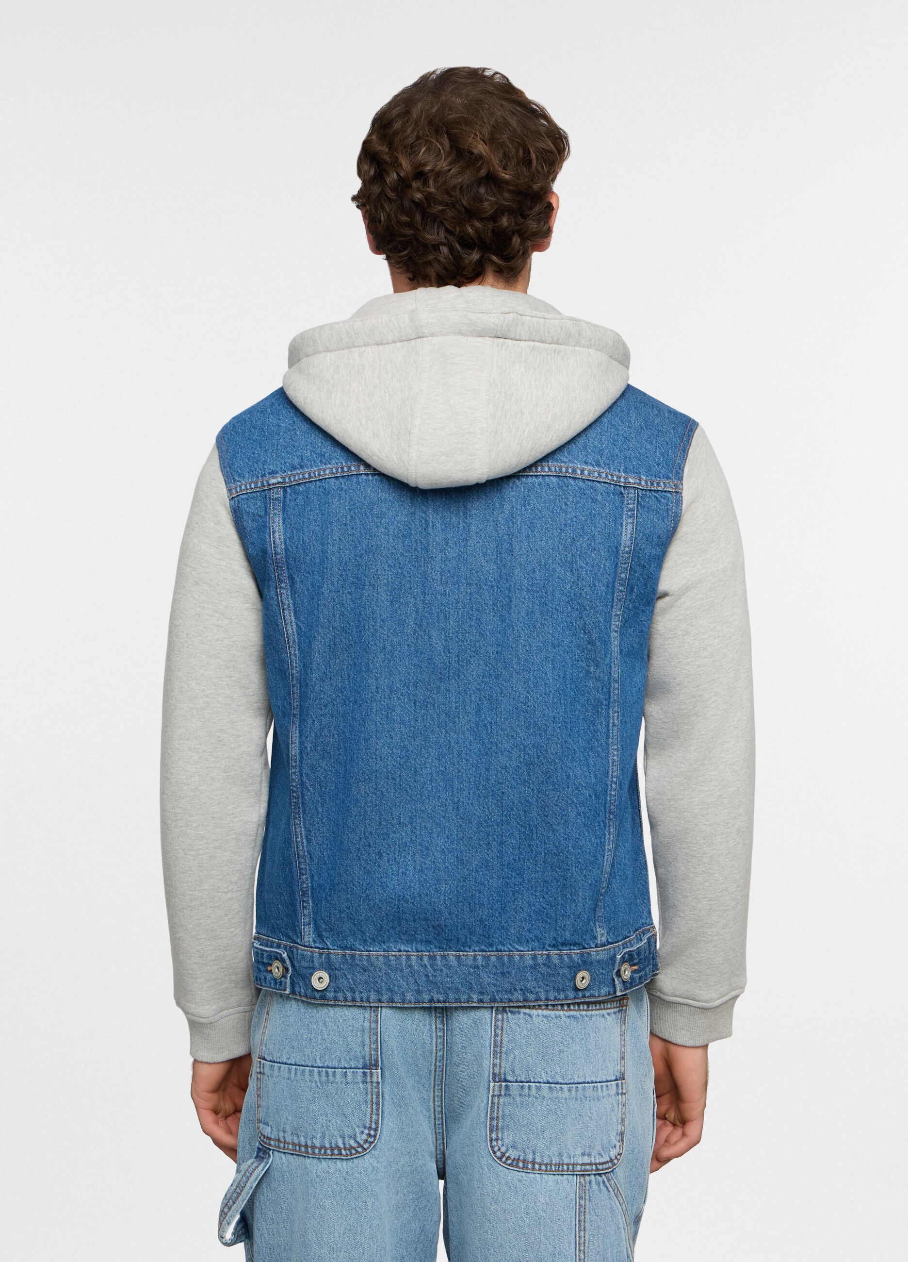 Giacca di jeans con inserti in felpa uomo_1