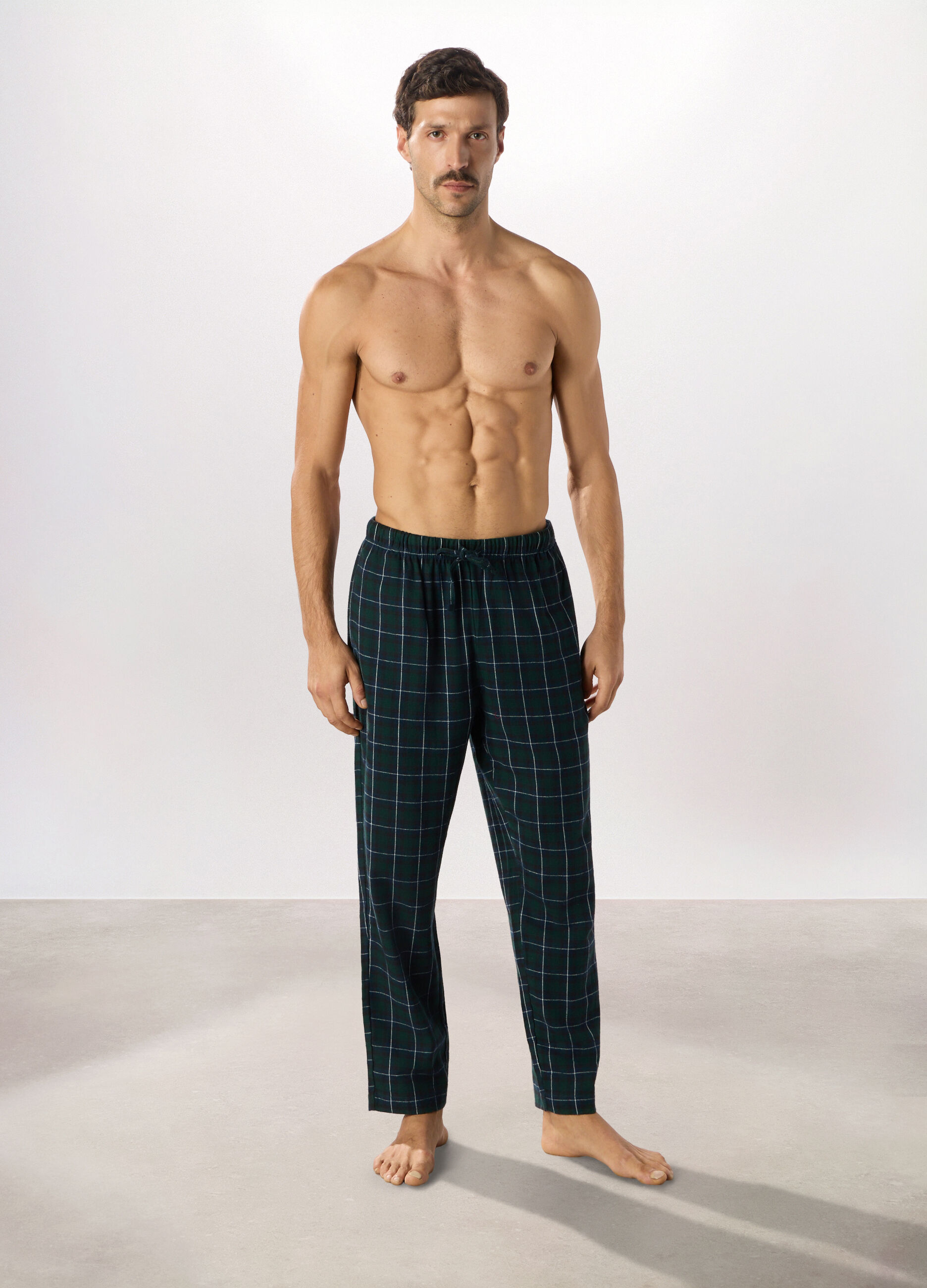 Pantaloni lunghi pigiama in cotone a quadri uomo_0