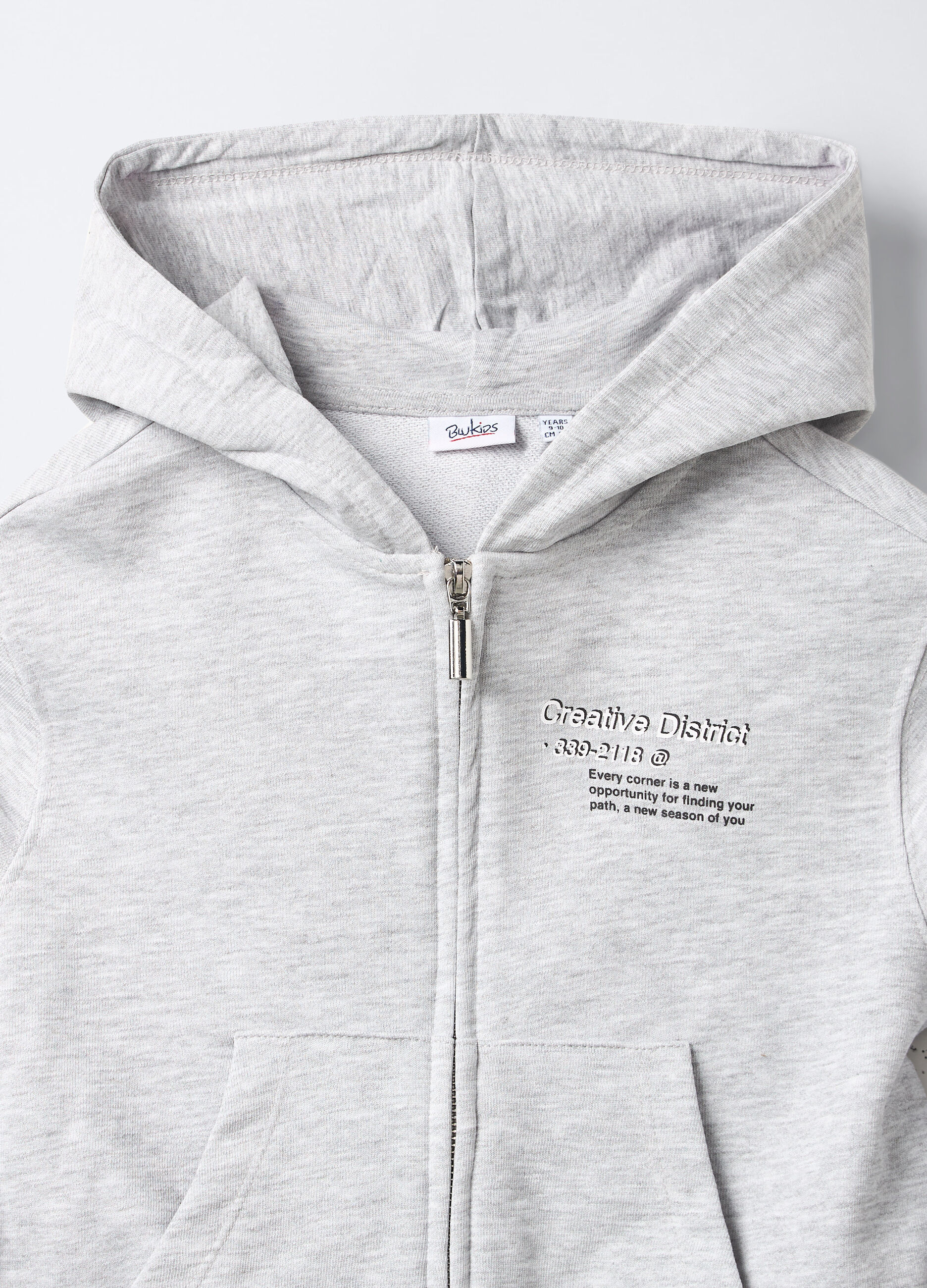 Felpa in misto cotone garzato con cappuccio ragazza_2