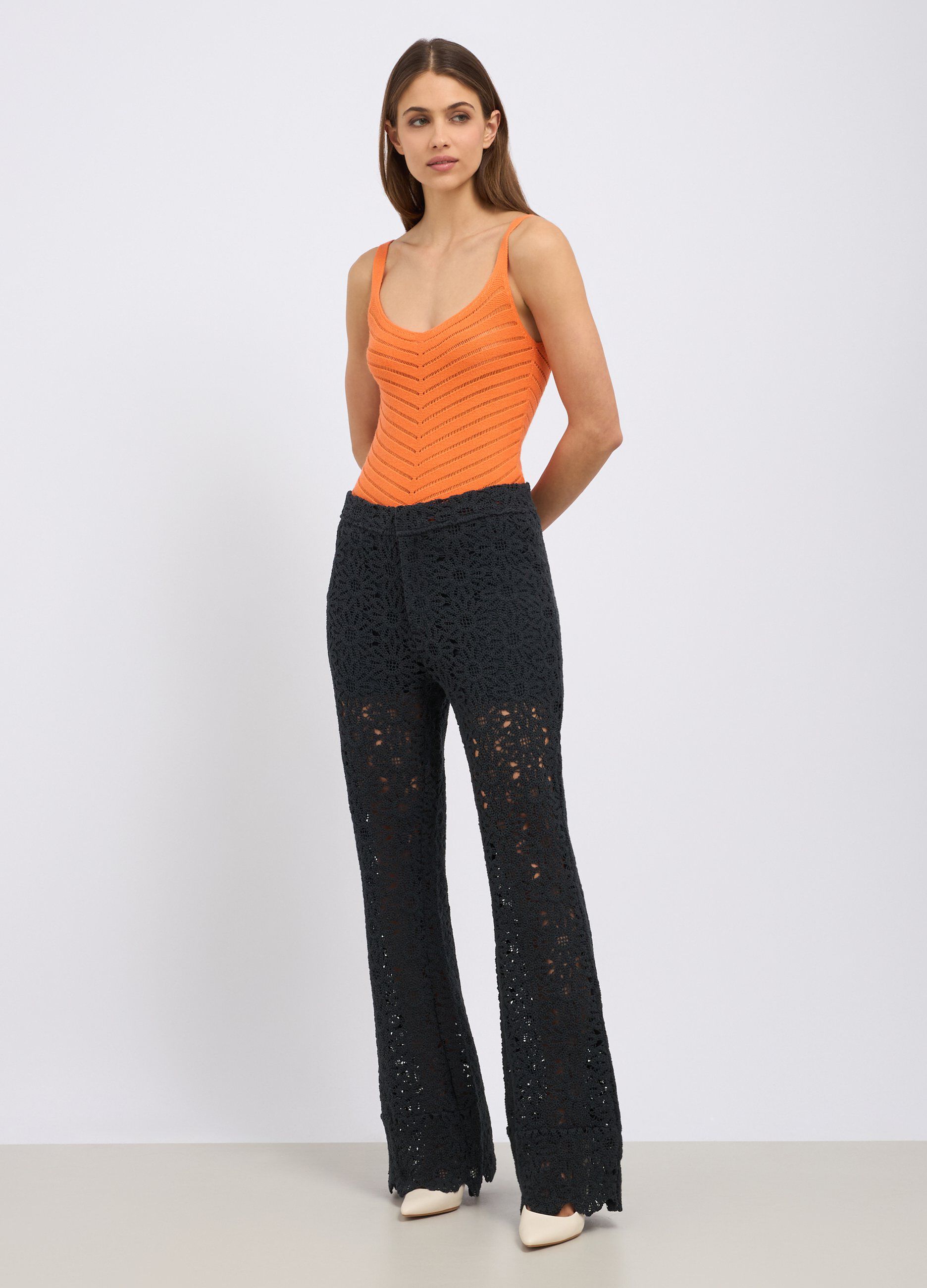 Pantaloni in maglia di misto cotone donna_0