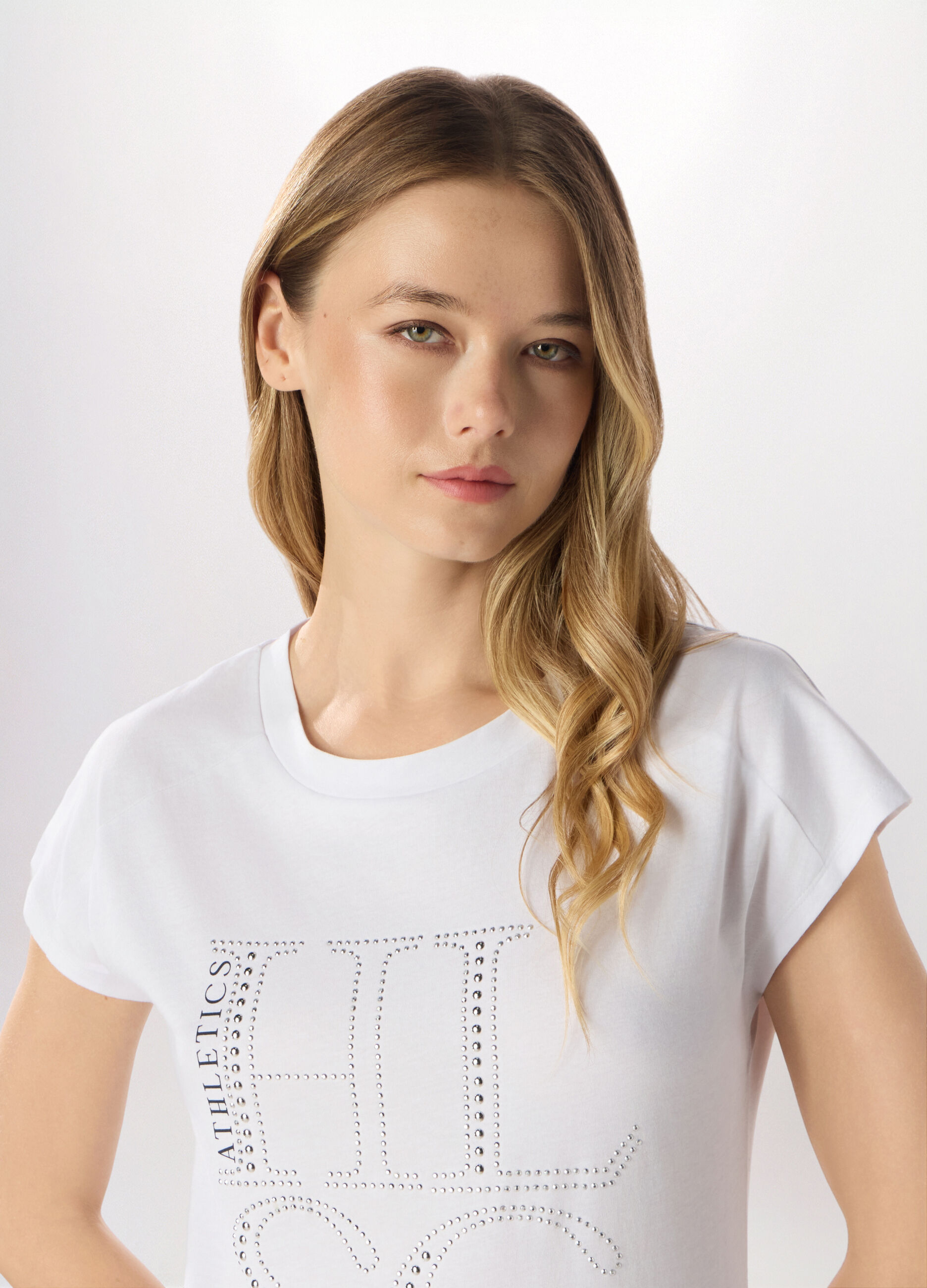 T-shirt in jersey di cotone stretch donna_2