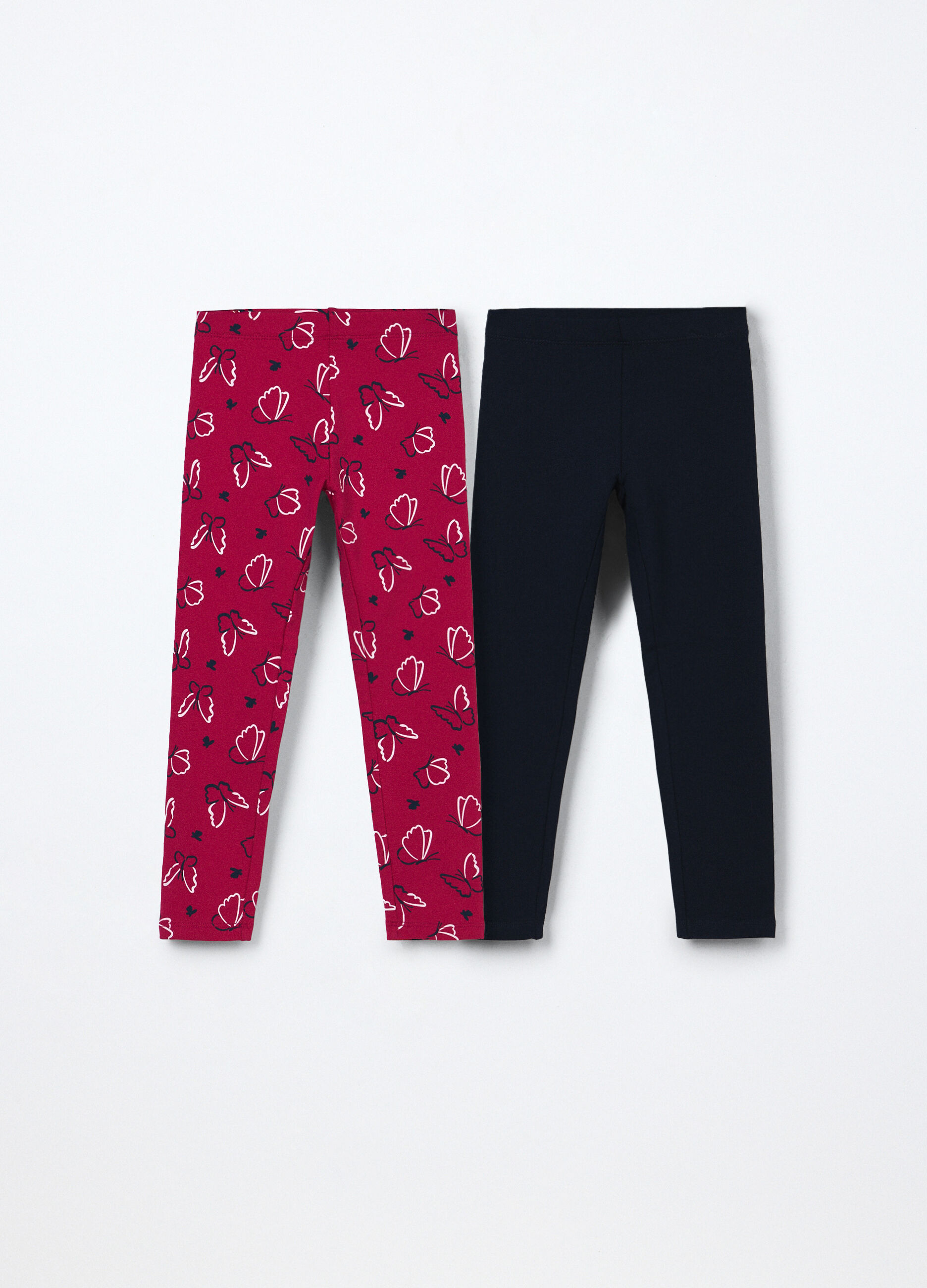 Pack 2 leggings in french terry di cotone stretch bambina_0