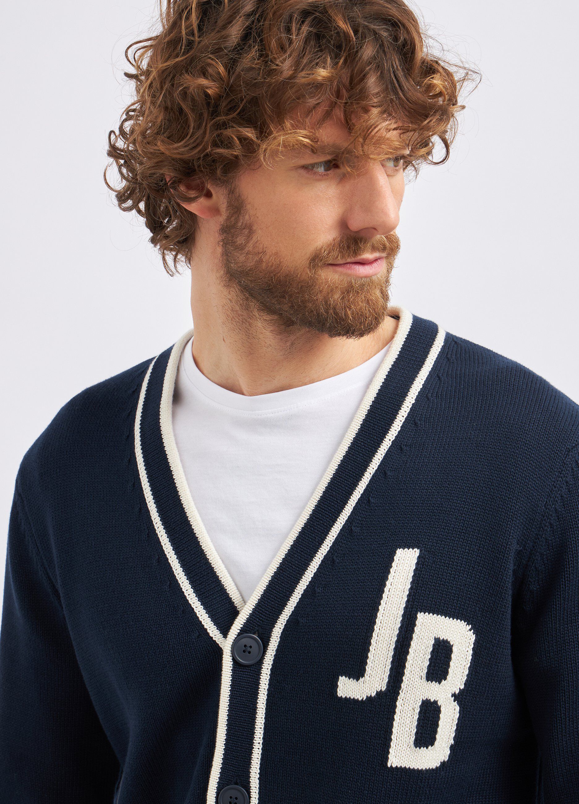 Cardigan tricot in puro cotone uomo_2