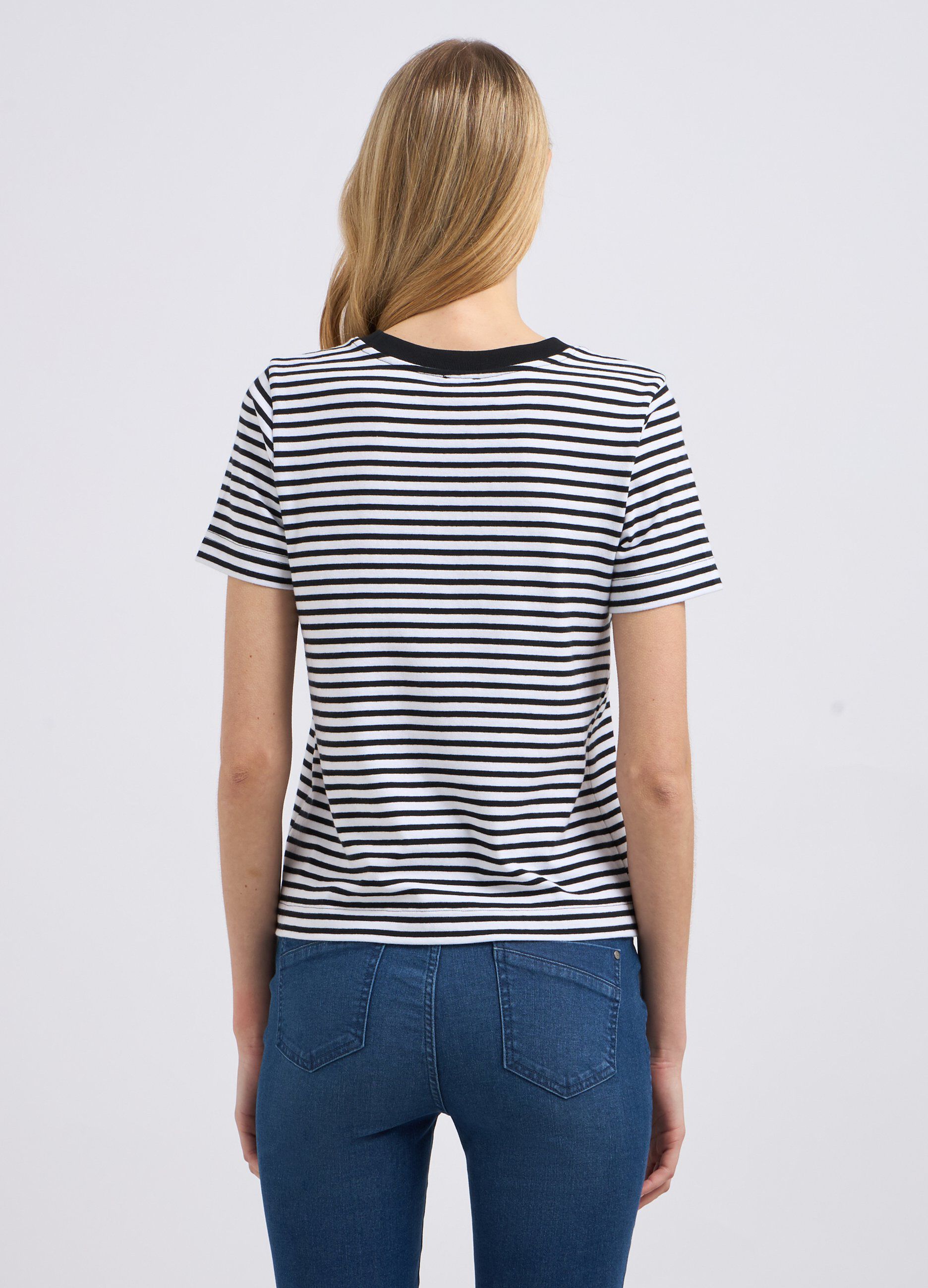 T-shirt rigata in puro cotone donna_1