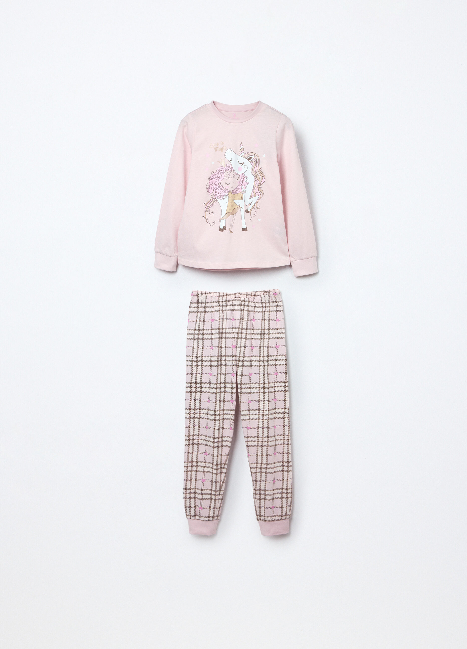 Set pigiama lungo in puro cotone bambina_0