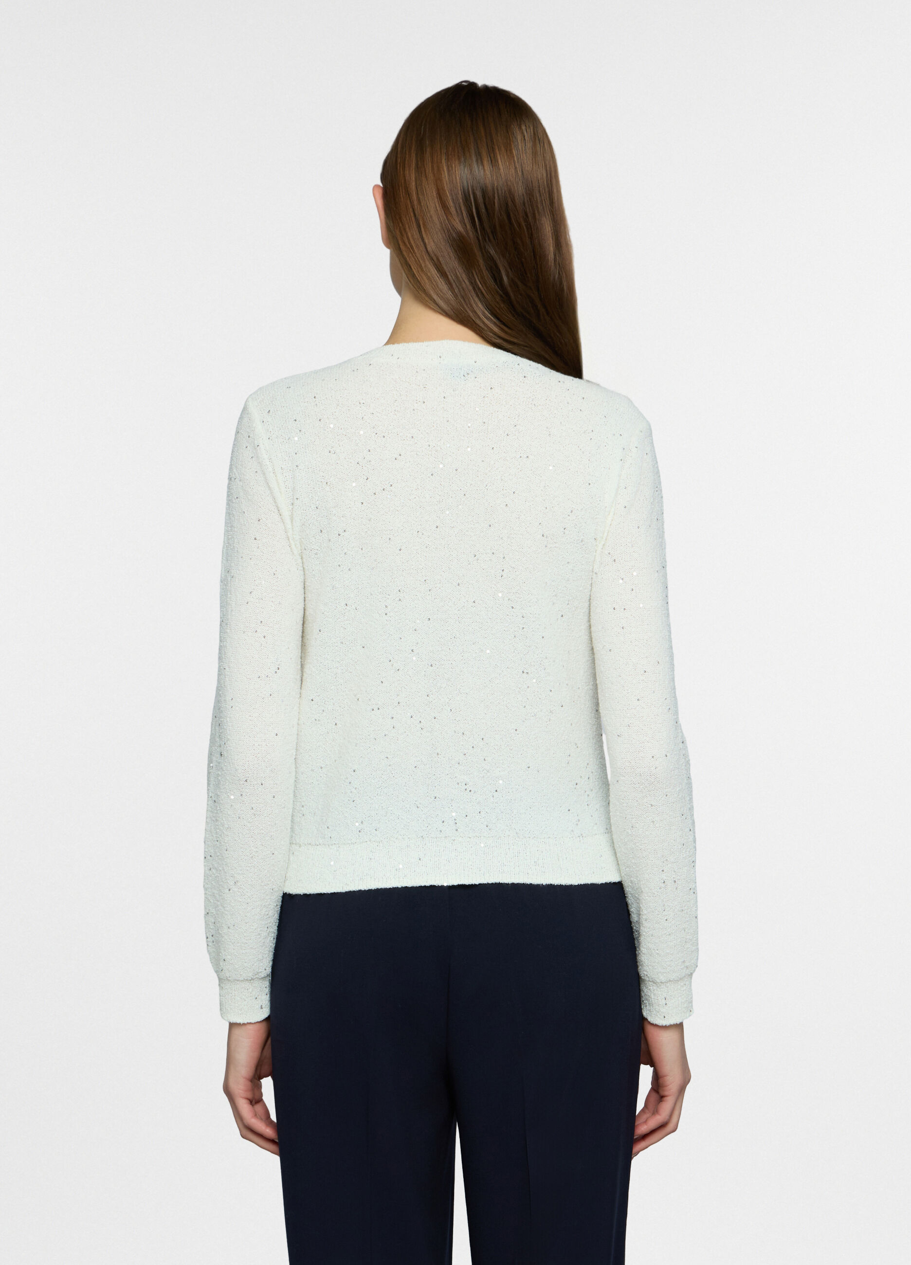 Cardigan girocollo in maglia rasata donna_1