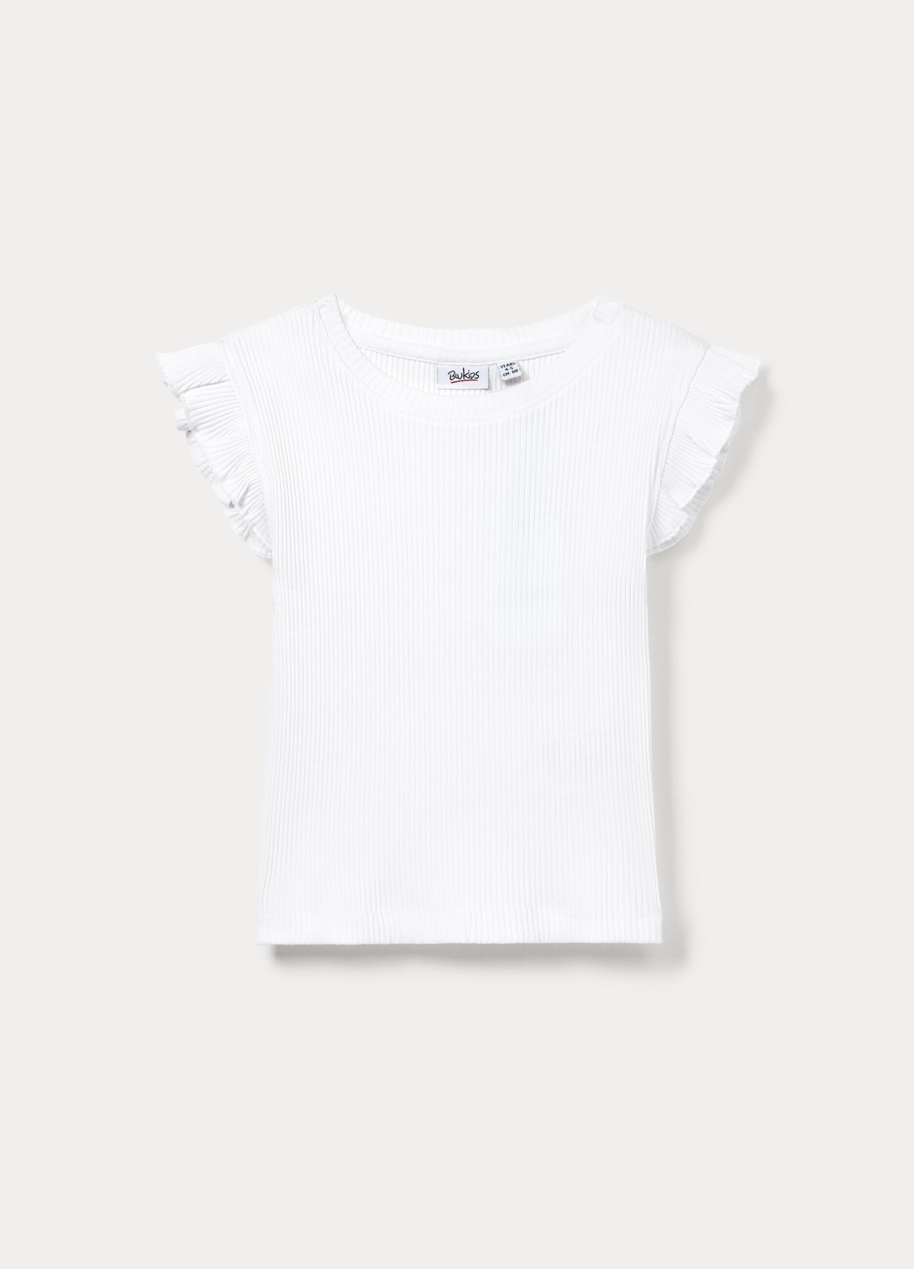 T-shirt in costina di cotone stretch bambina_0