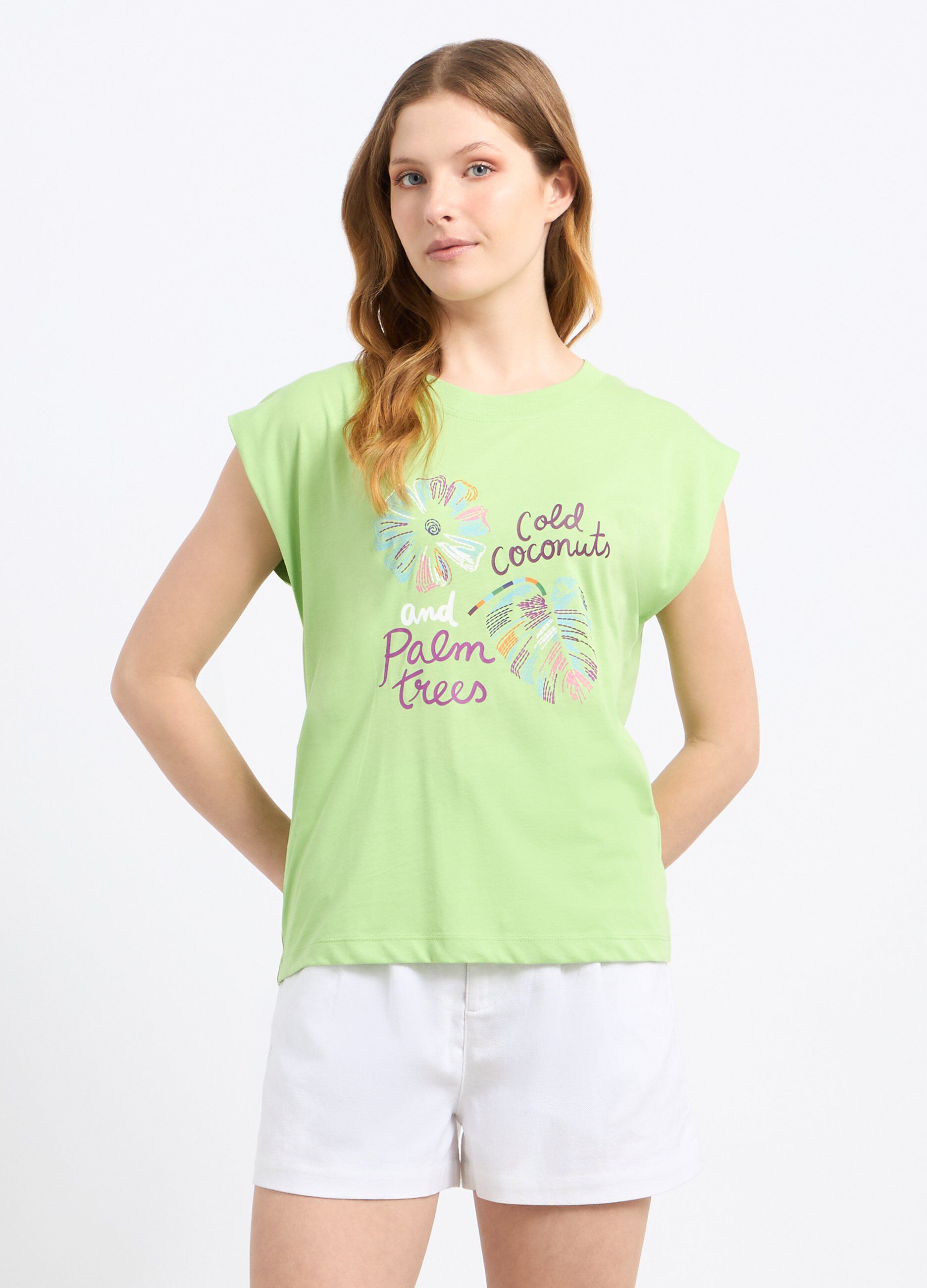 T-shirt in puro cotone con stampa donna_0