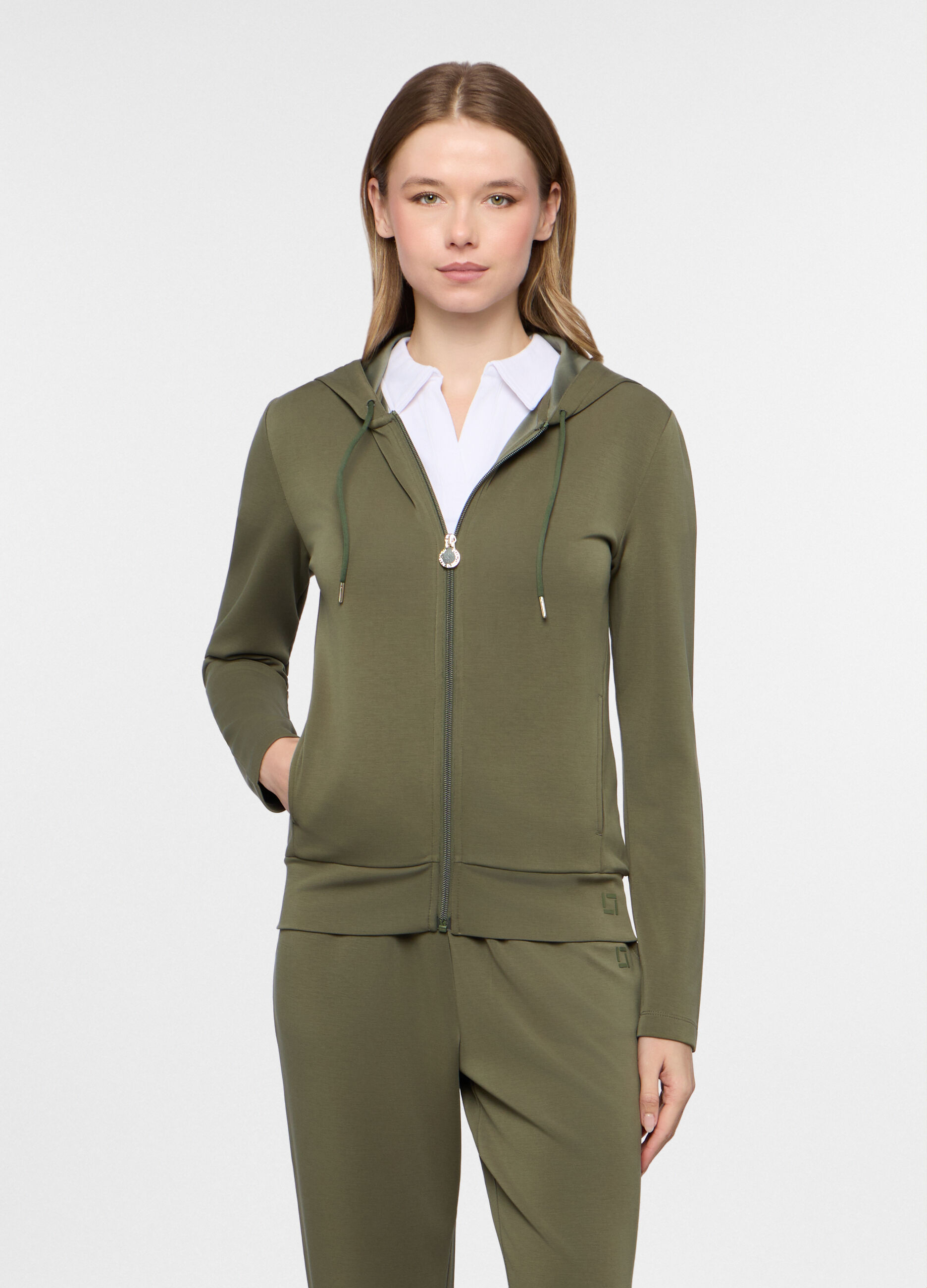 Felpa stretch con cappuccio Holistic donna_0