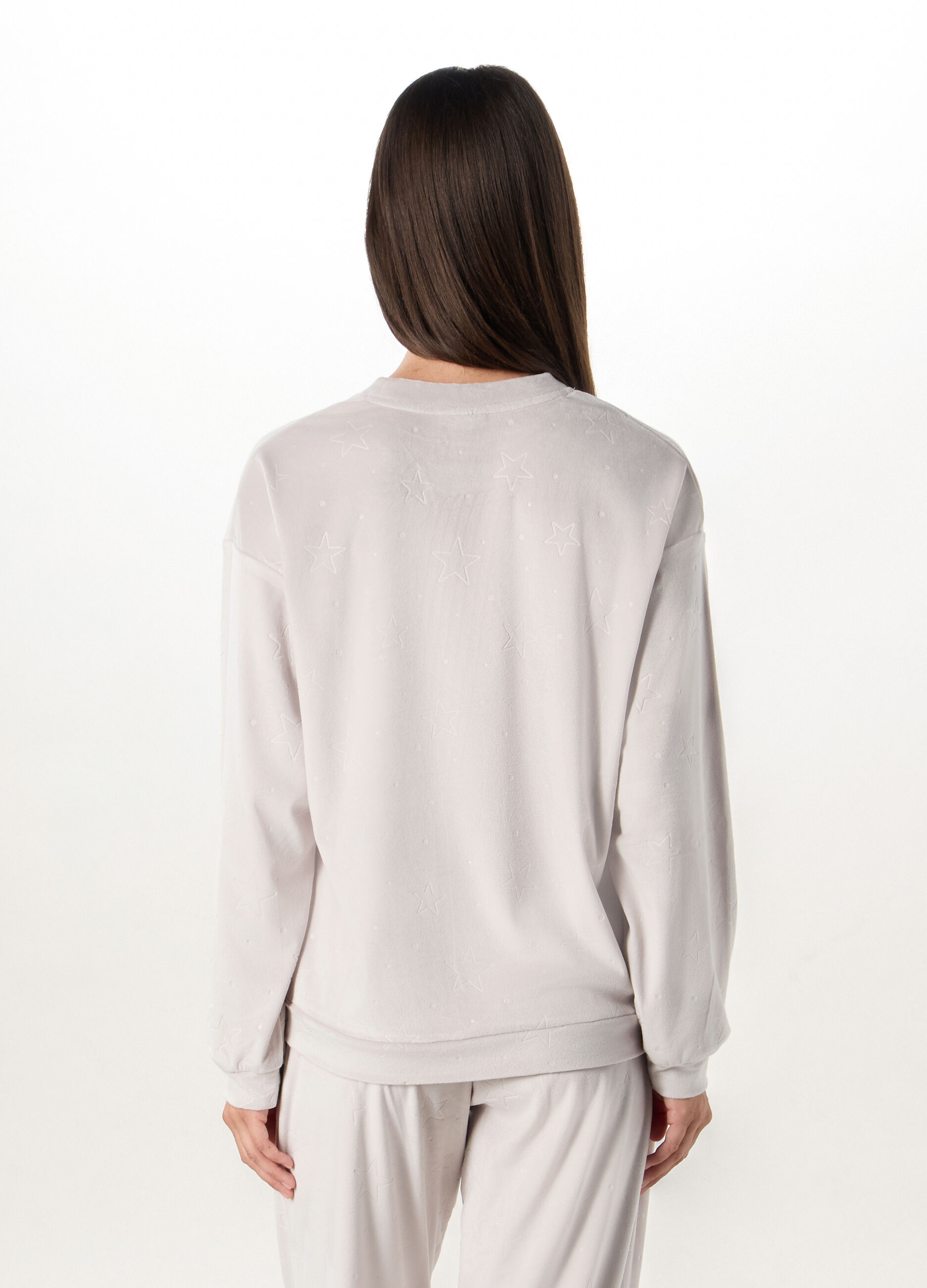 Top pigiama in velours con motivo in rilievo donna_1