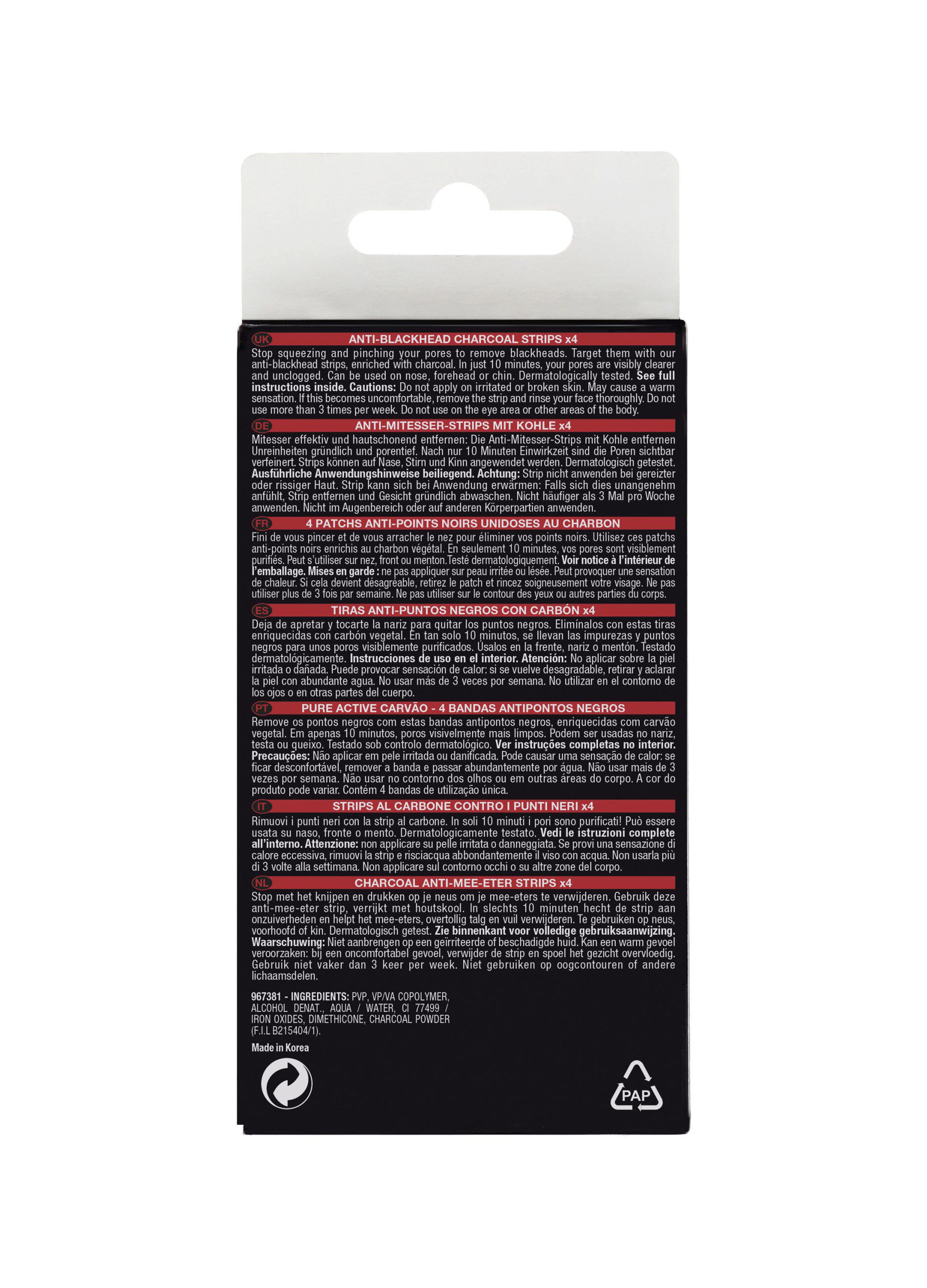 Garnier Strips Viso Pure Active Charcoal, Strip Zona-T contro i punti neri, Formula arricchita con carbone vegetale, Efficace in soli 15 minuti.