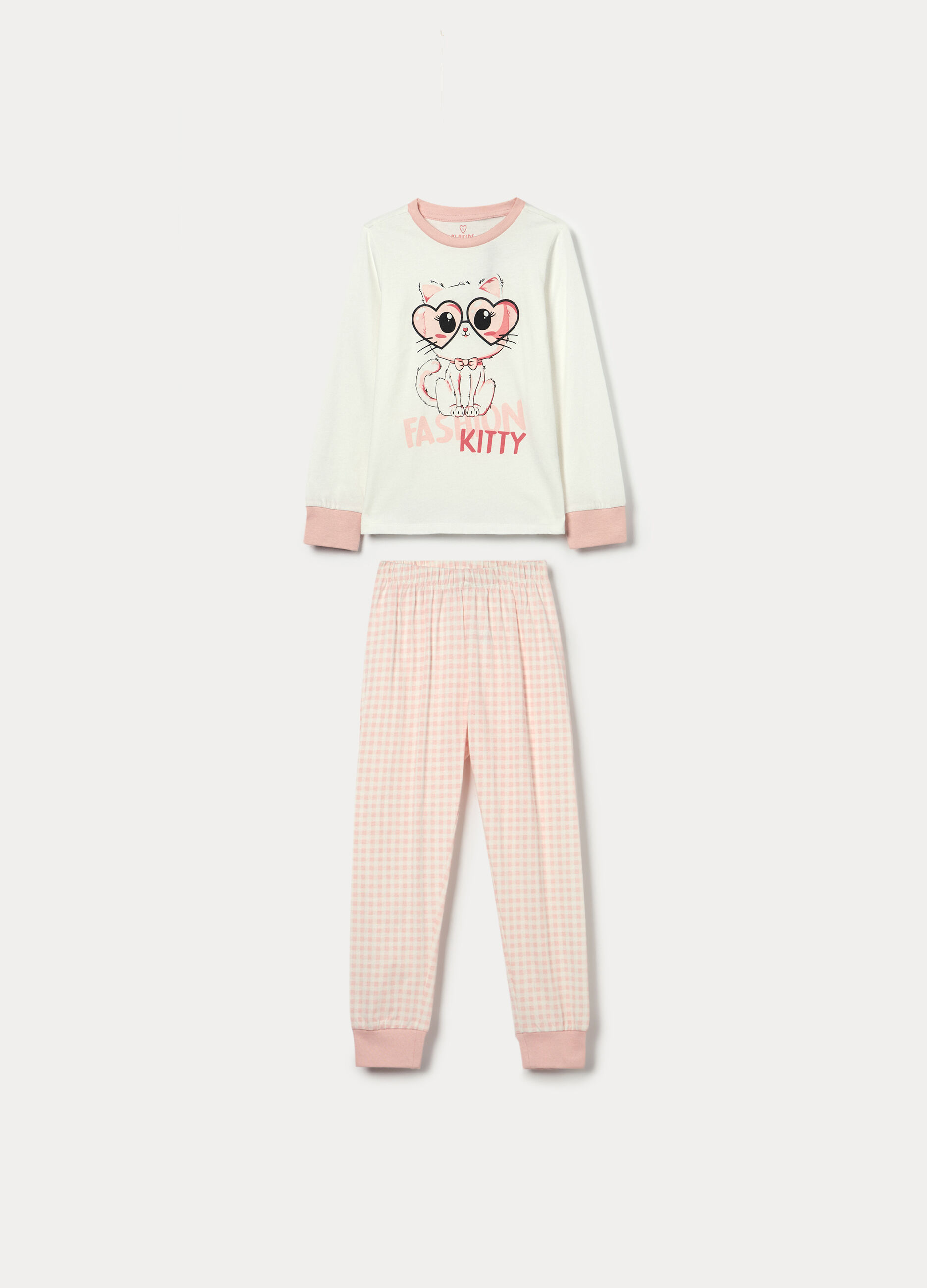 Set pigiama lungo in jersey di puro cotone bambina_0