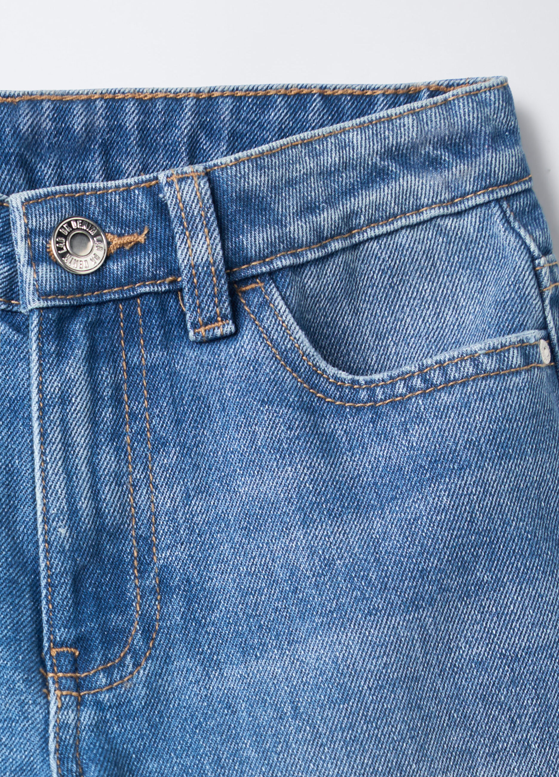 Pantaloni in denim misto cotone Wide Leg ragazza_2