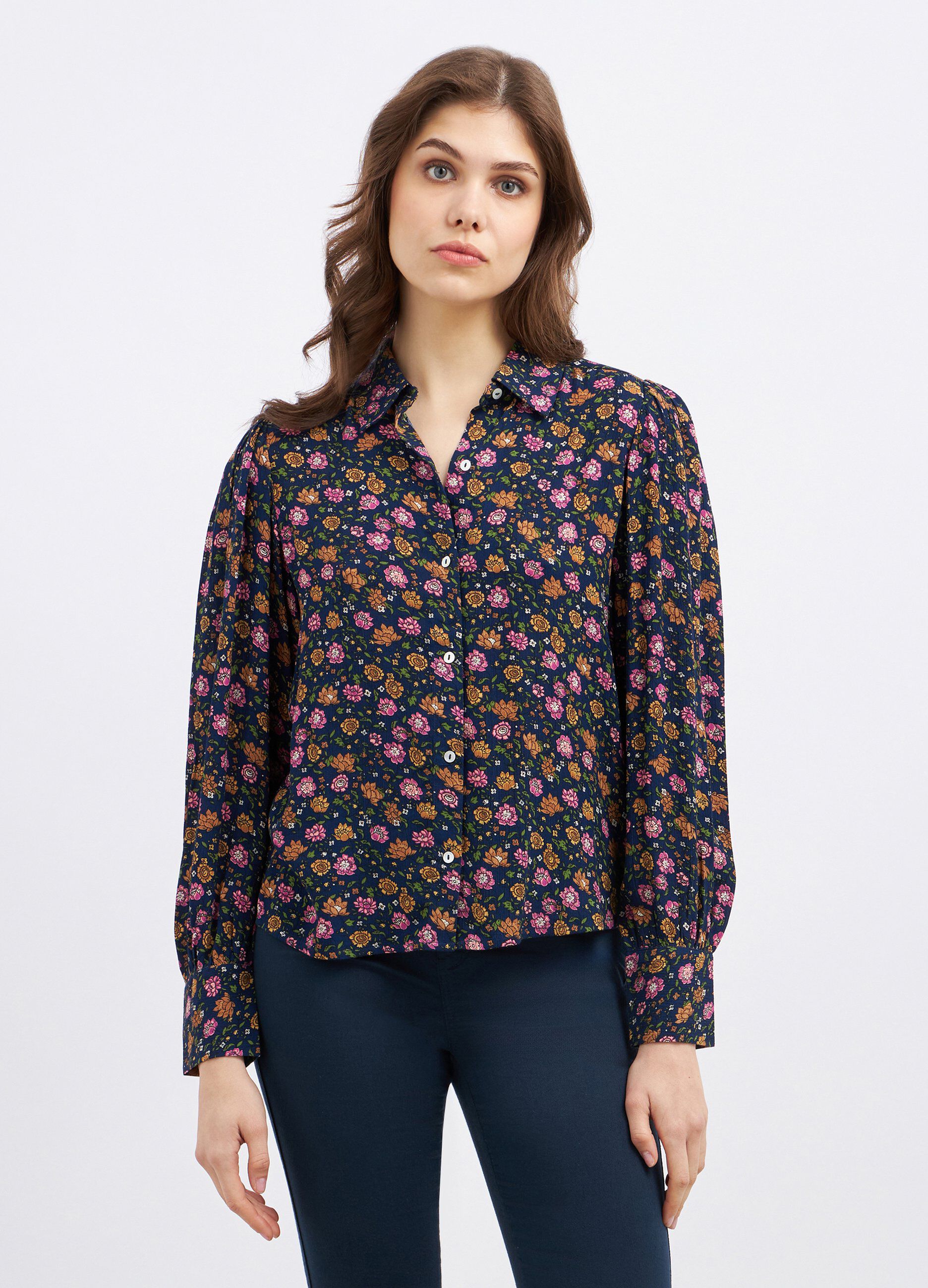 Camicia floreale in pura viscosa donna
