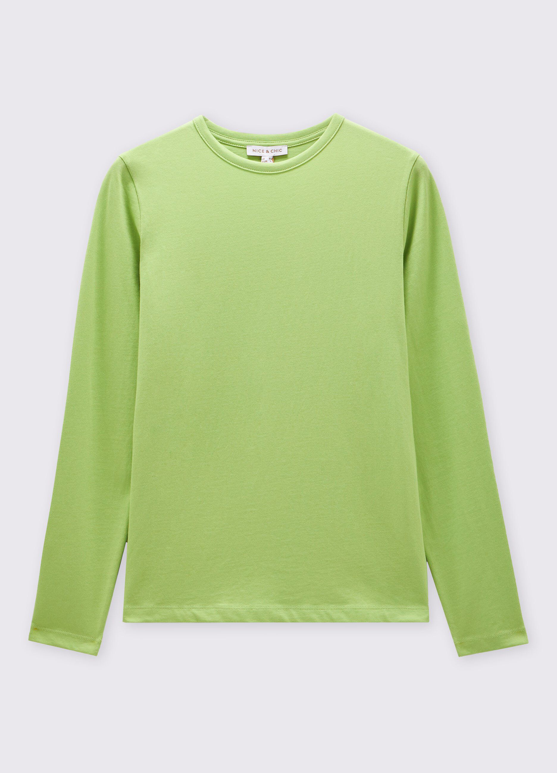 T-shirt in puro cotone a maniche lunghe donna_0
