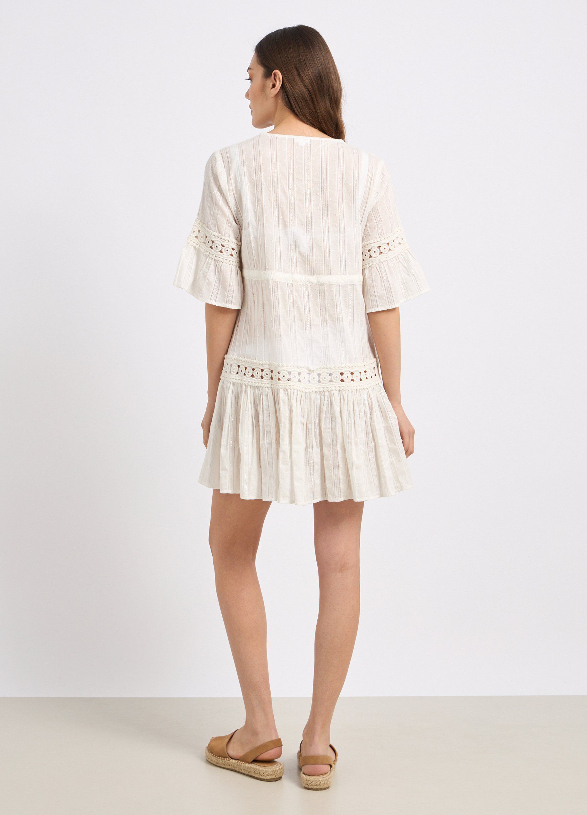 Copricostume in cotone con pizzo donna_1