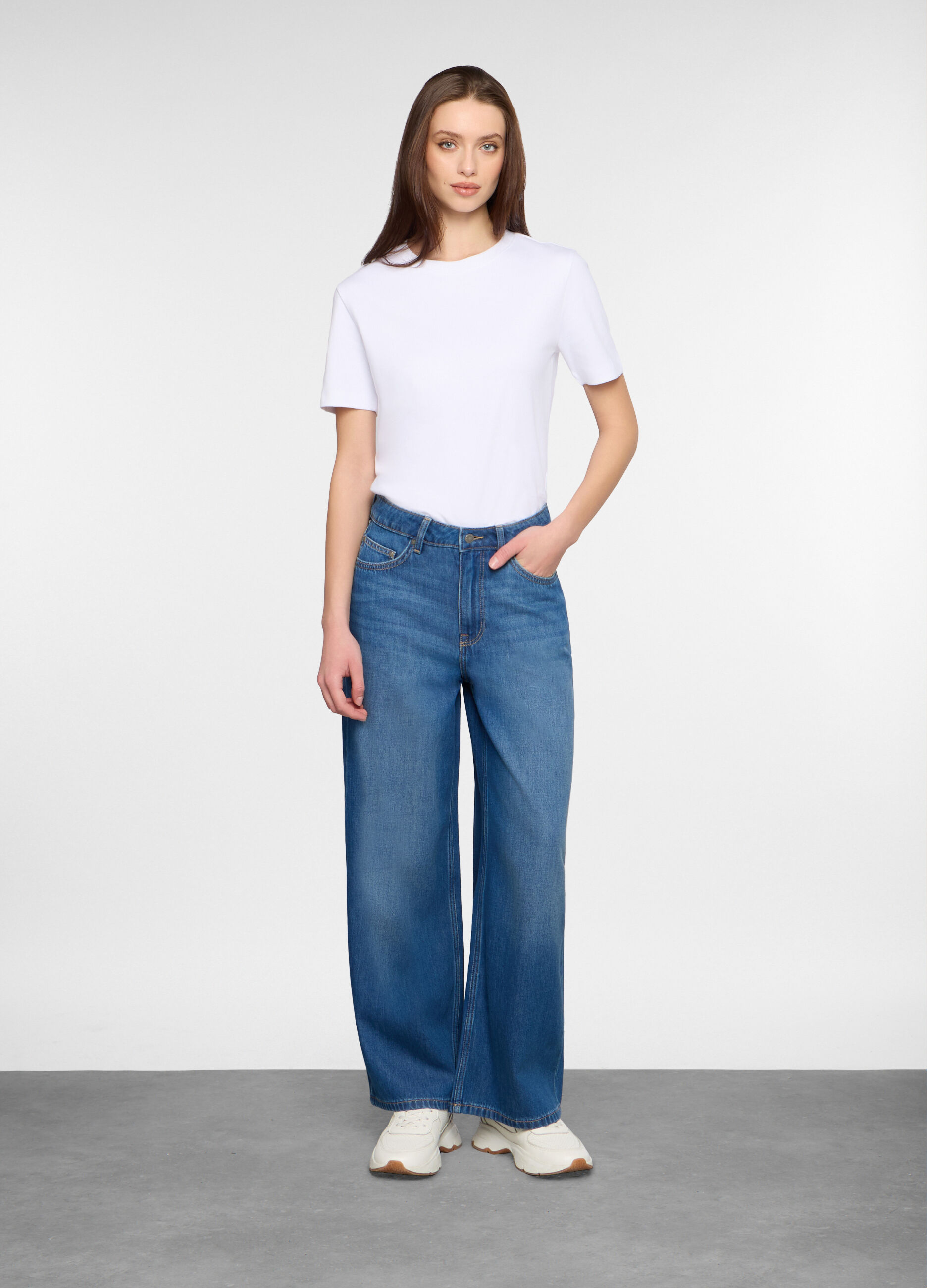 Denim fit Wide leg in cotone misto lyocell donna_0