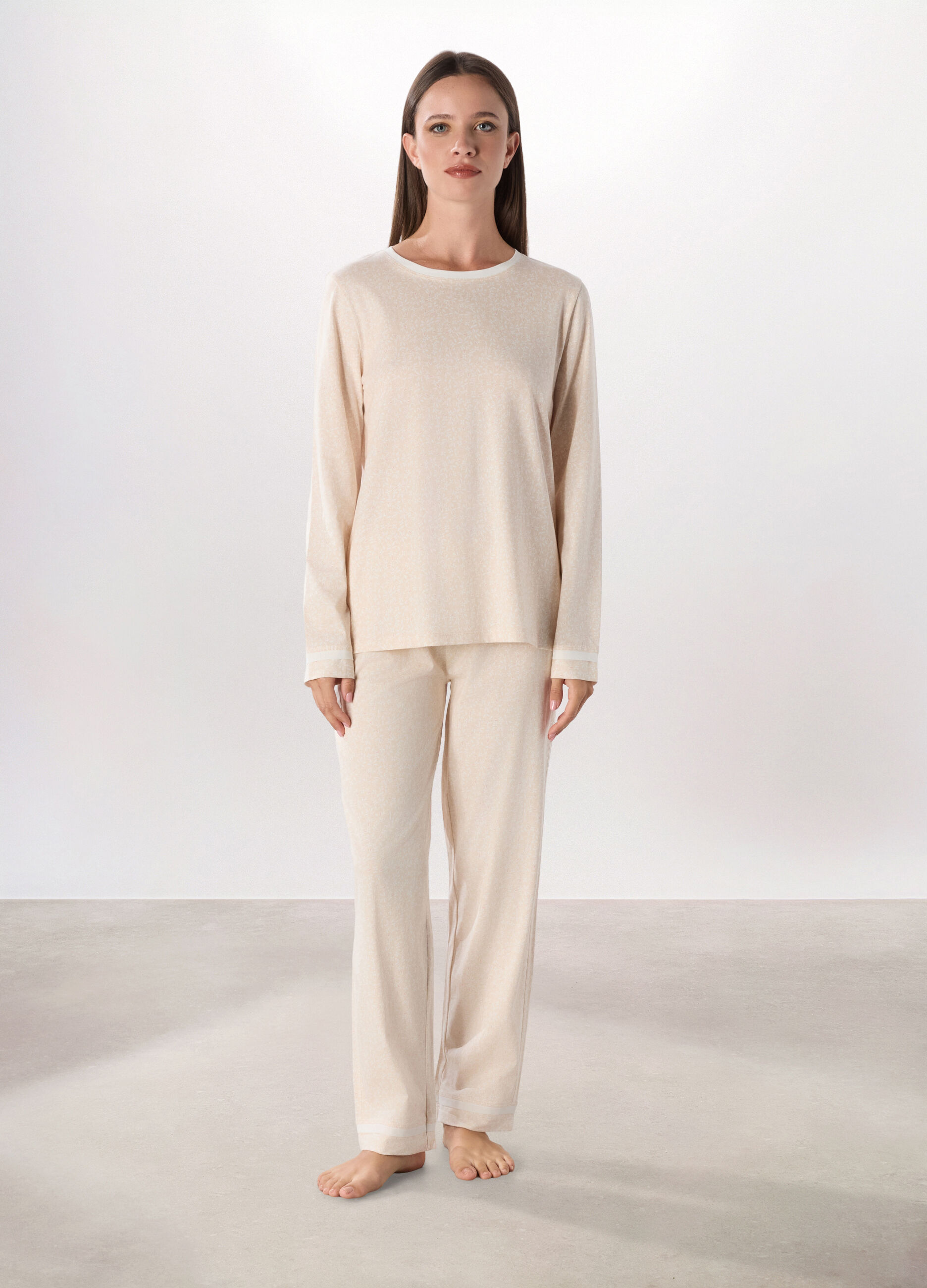 Set pigiama lungo in puro cotone donna_0