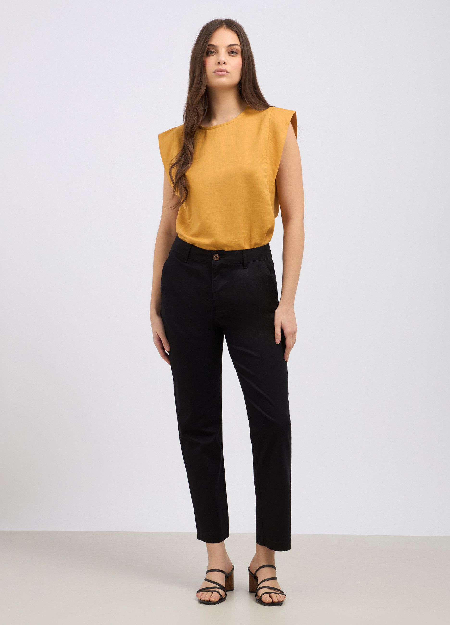 Pantaloni in twill a sigaretta donna_0