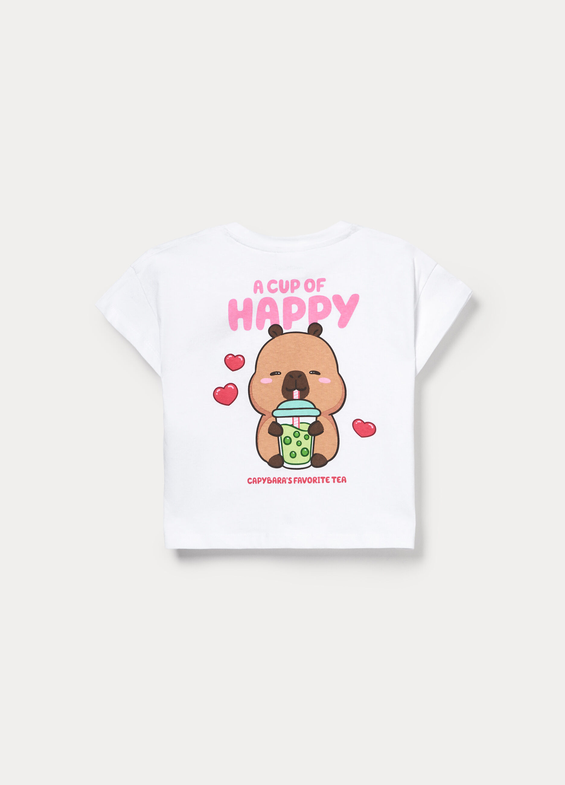 T-shirt girocollo Capybara in jersey di puro cotone bambina_1