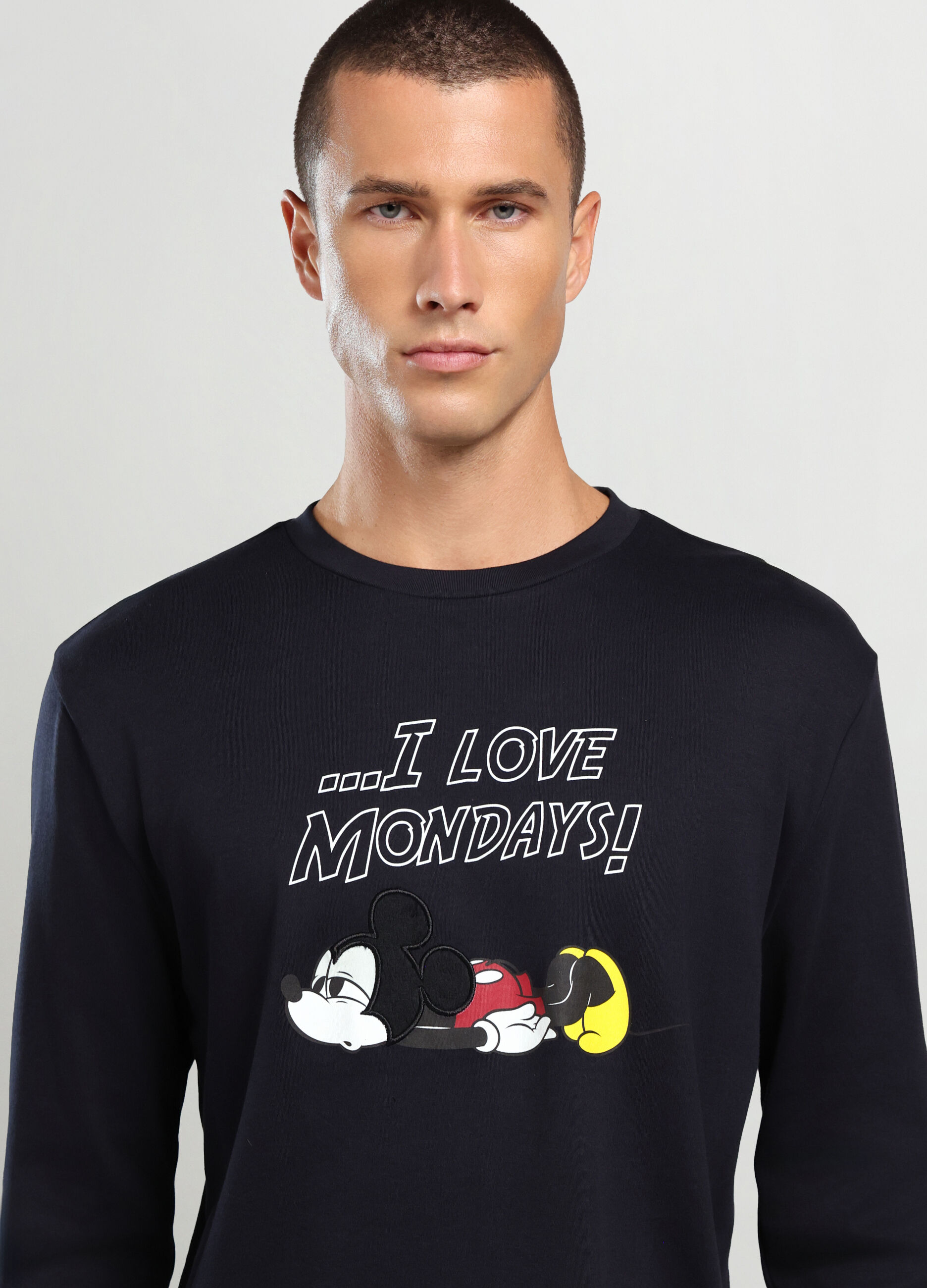 Pigiama lungo con stampa in puro cotone uomo_2