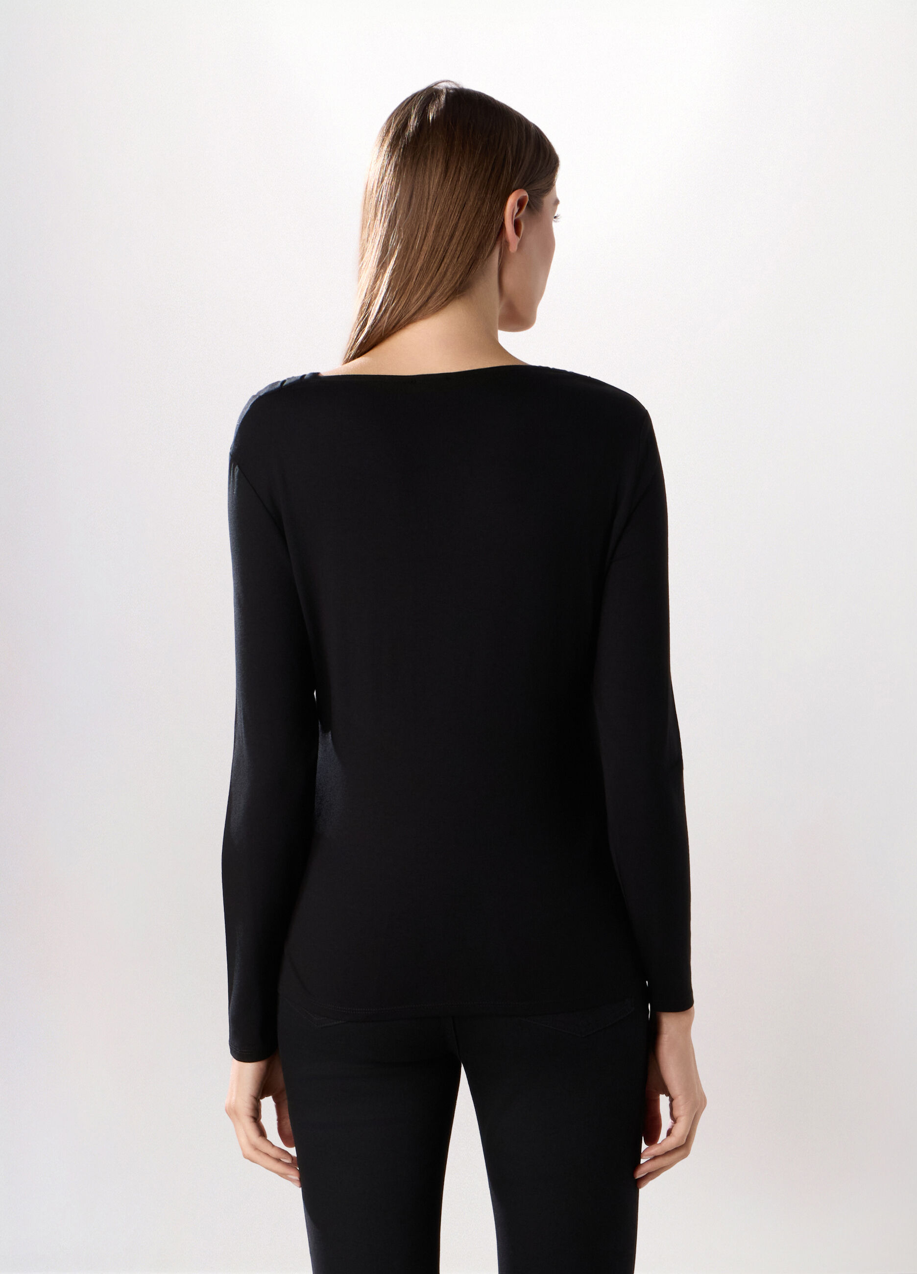 T-shirt in jersey di viscosa stretch donna _1